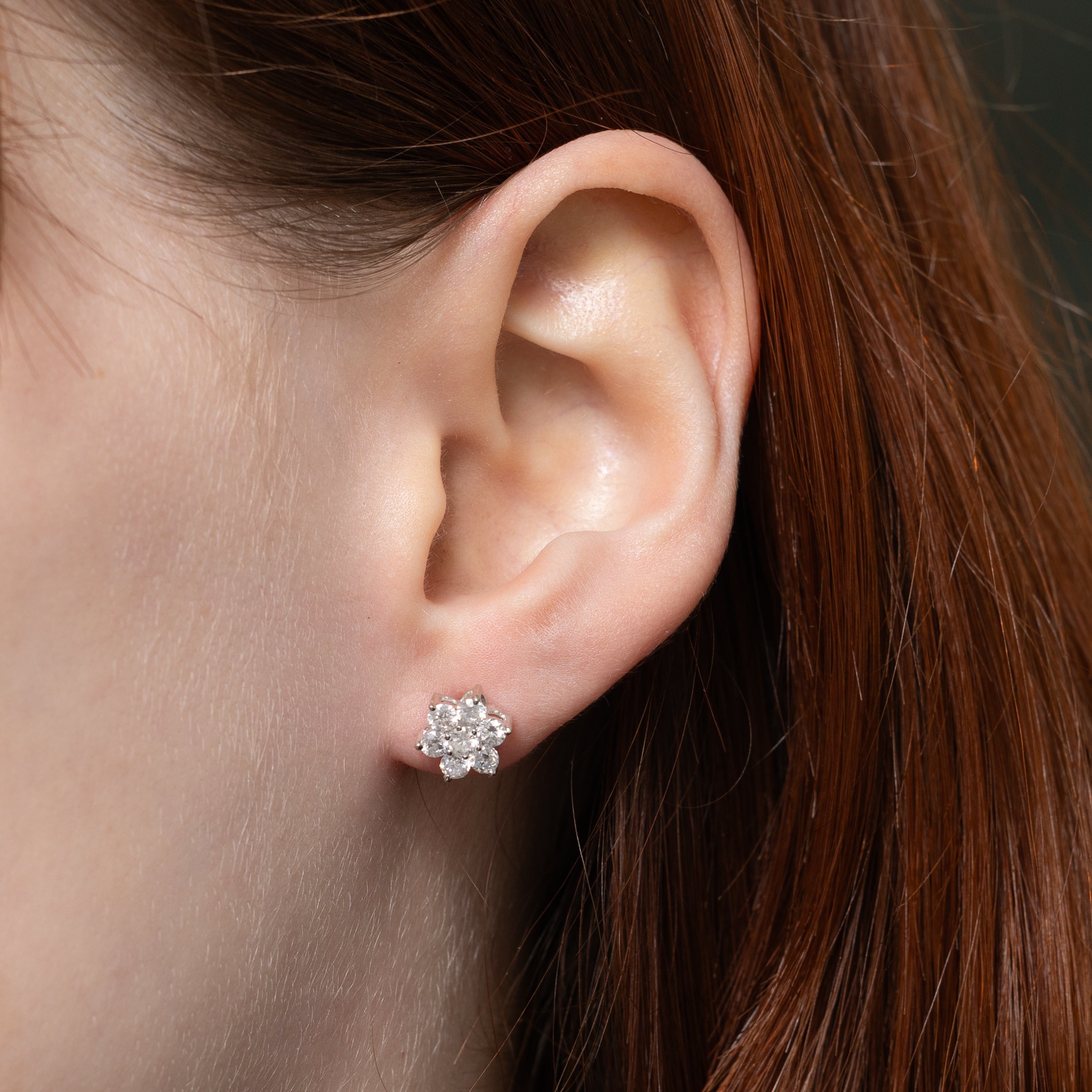 Diamond Petal Cluster Stud Earrings | 0.98ctw