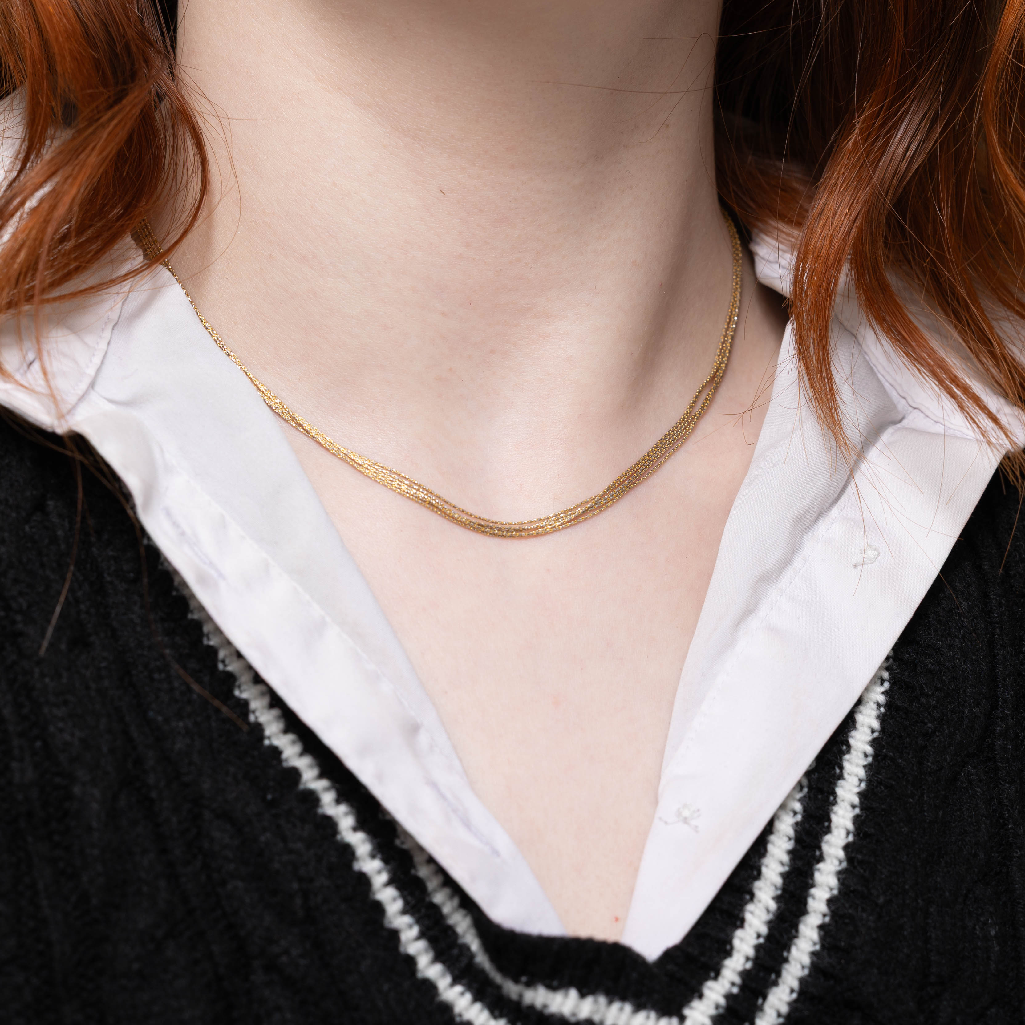 14k Multi-Strand Barleycorn Necklace | 15.5"