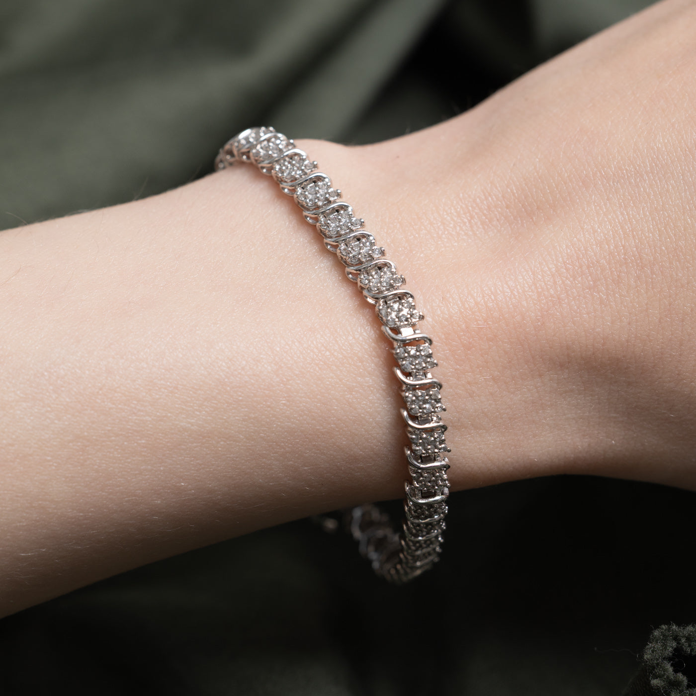 Diamond Cluster Wave Tennis Bracelet | 0.40ctw | 7"