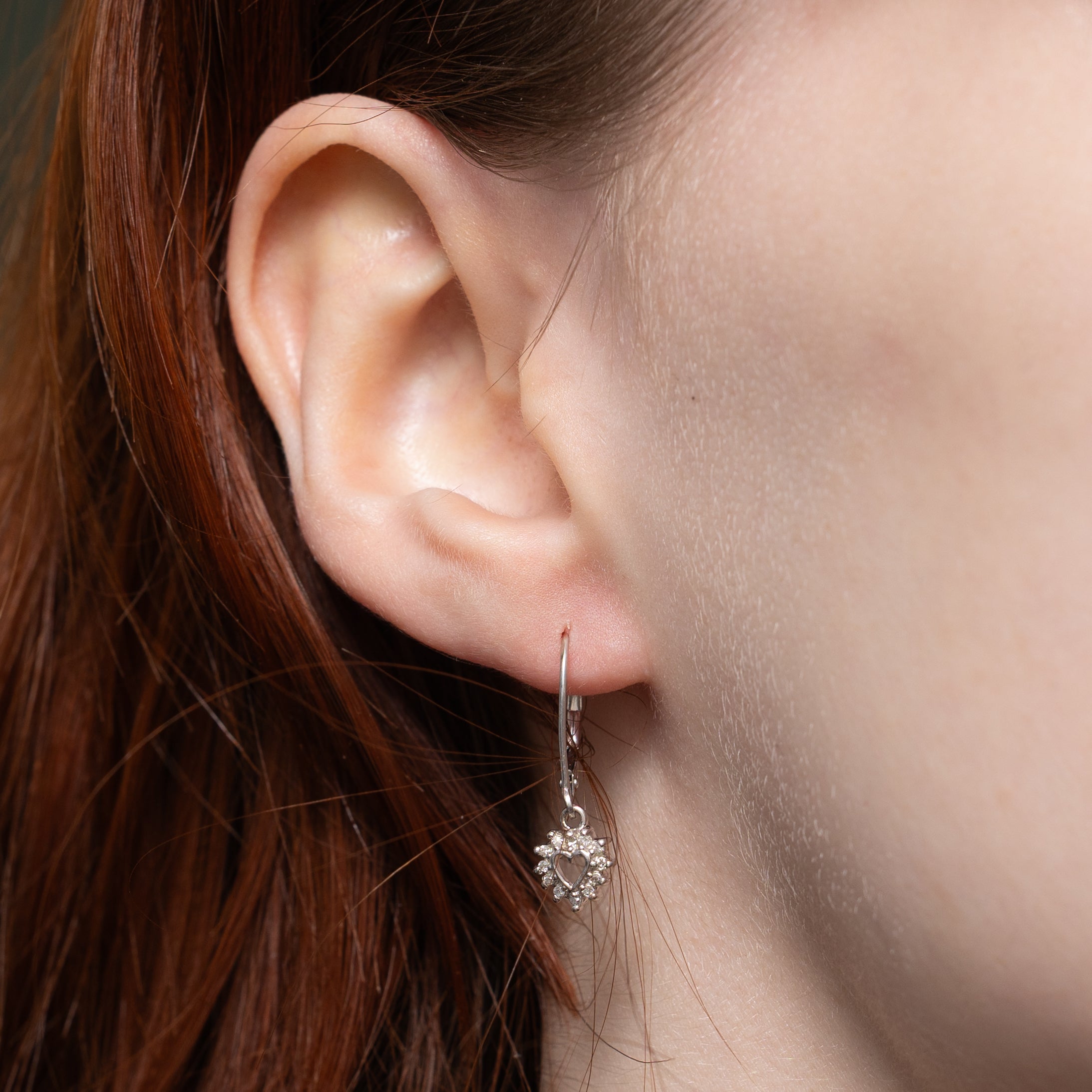 Diamond Petal Open Heart Drop Earrings | 0.12ctw