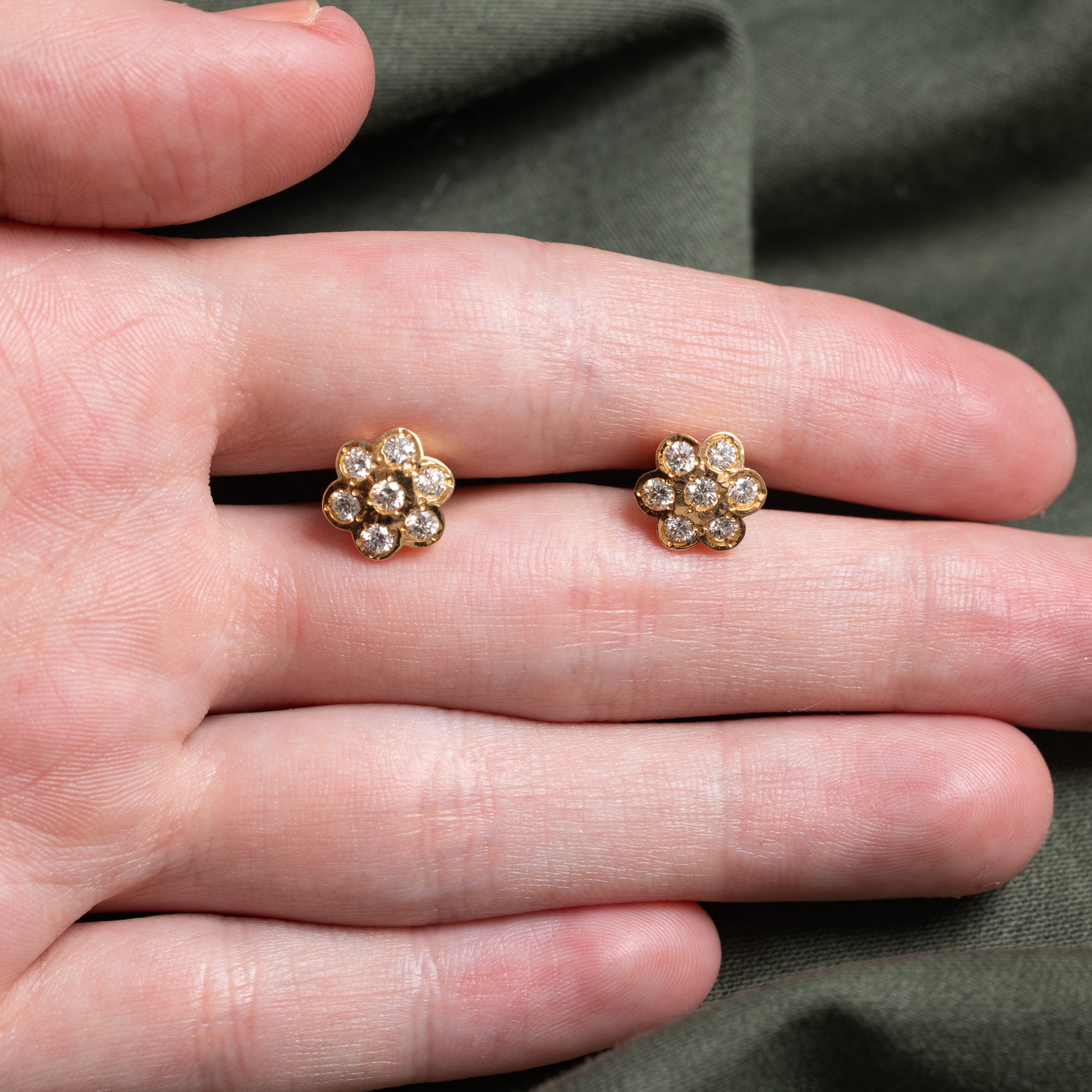 Diamond Daisy Flat Back Stud Earrings | 0.70ctw