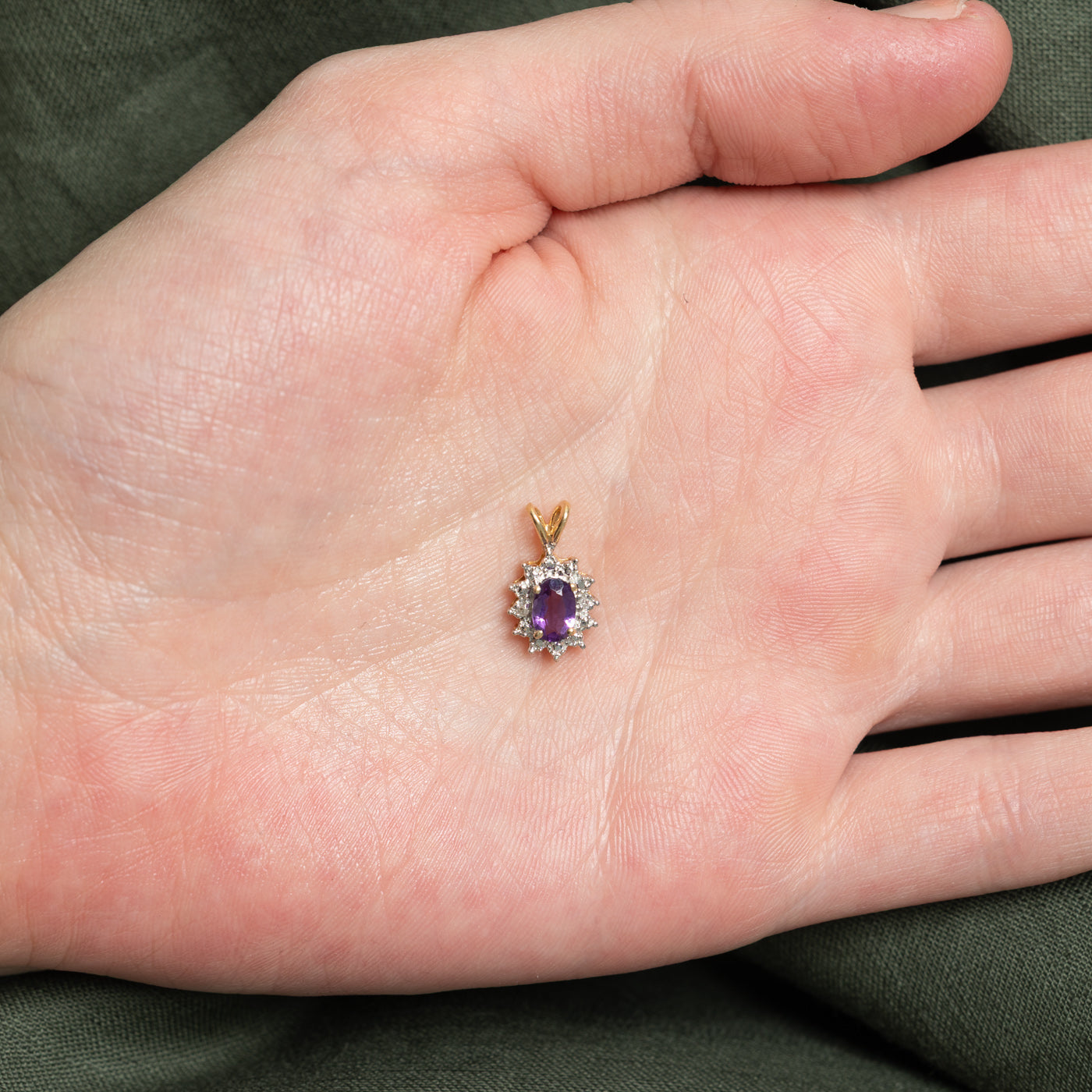 Amethyst & Diamond Petal Halo Pendant