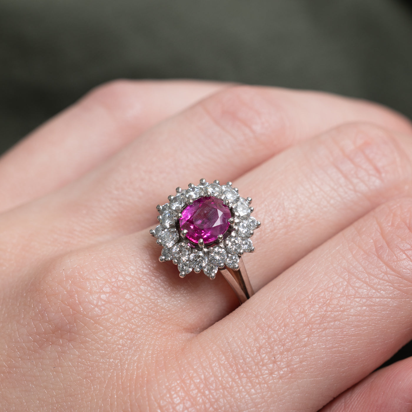 Pink Sapphire & Diamond Halo Ring | 1.55ct, 1.08ctw | SZ 5.75 |