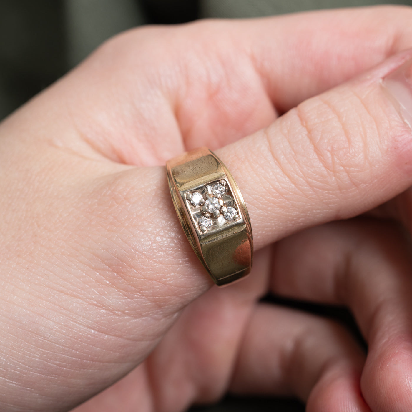 Diamond Square Cluster Signet Ring | 0.17ctw | SZ 10.25 |