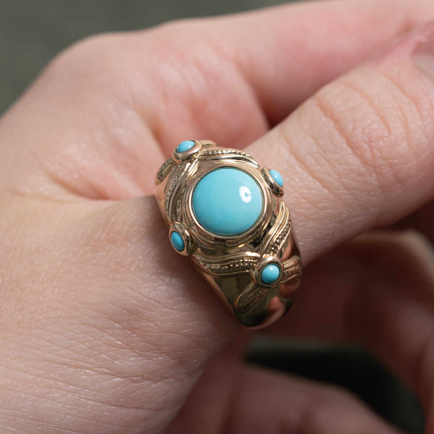 Bezel Set Turquoise Textured Cocktail Ring | 1.92ctw | SZ 10.25 |