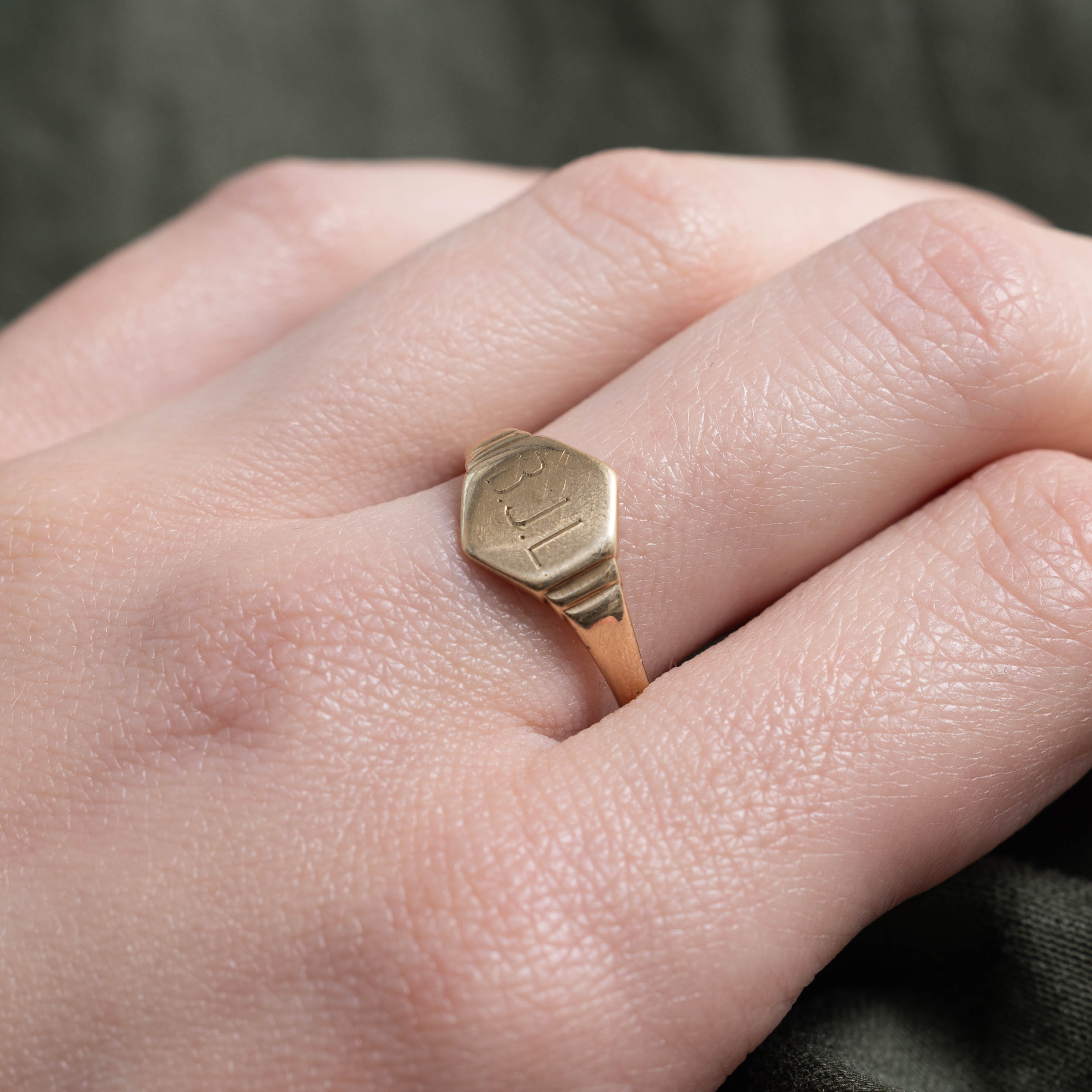 1944 London UK “BJL” Initialized Signet Ring | SZ 8