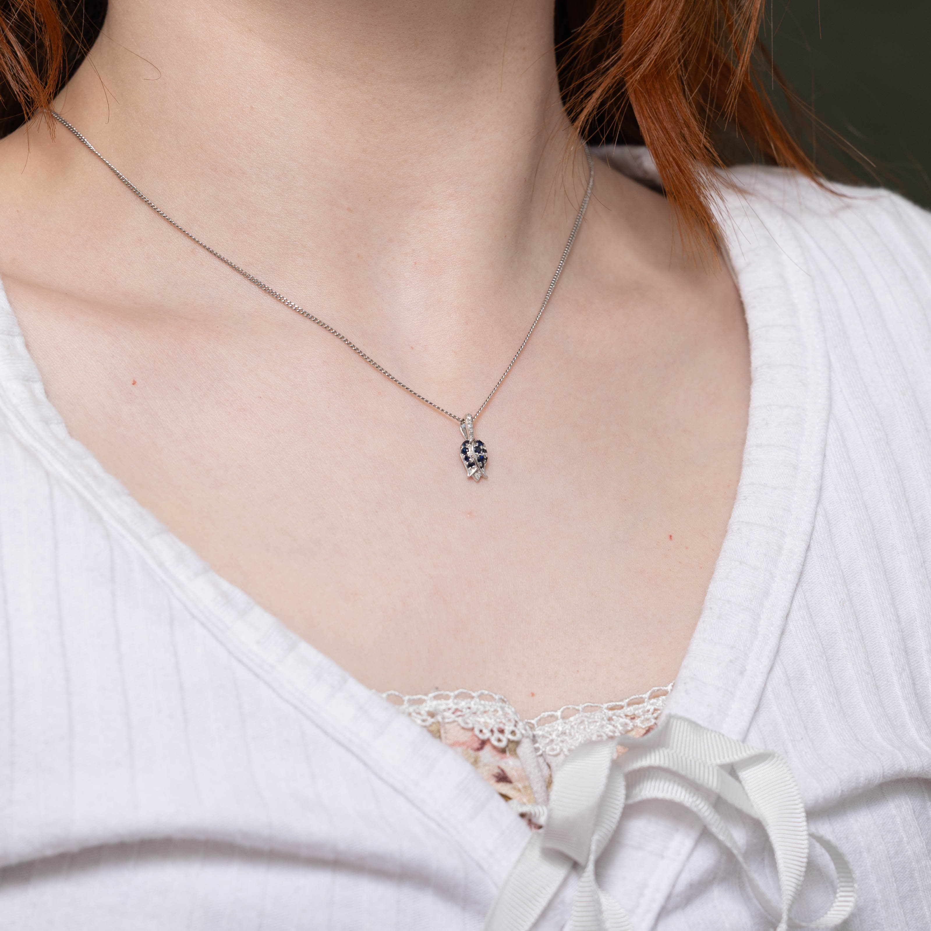 14k Sapphire & Diamond Flower Bud Pendant