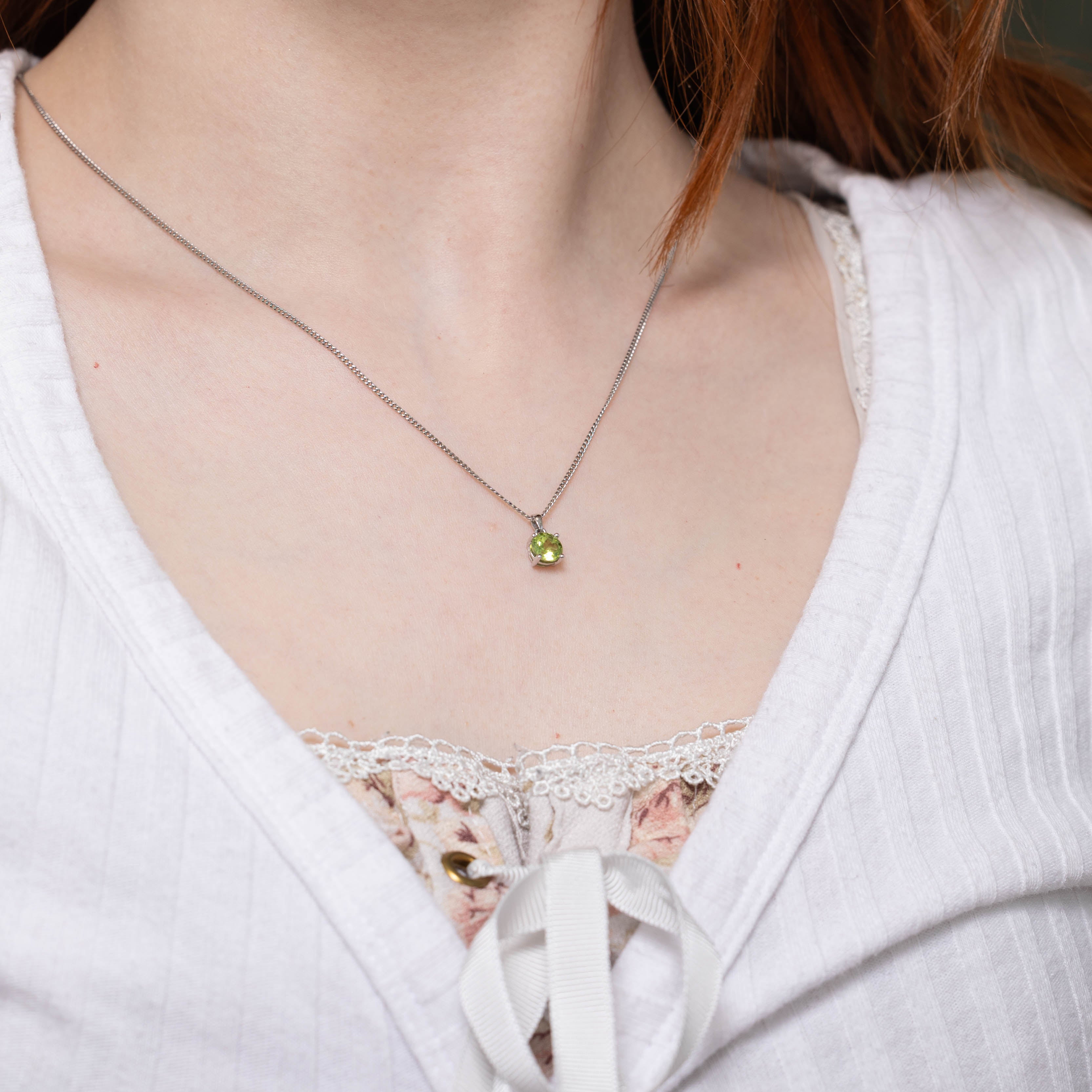 14k Solitaire Peridot Pendant