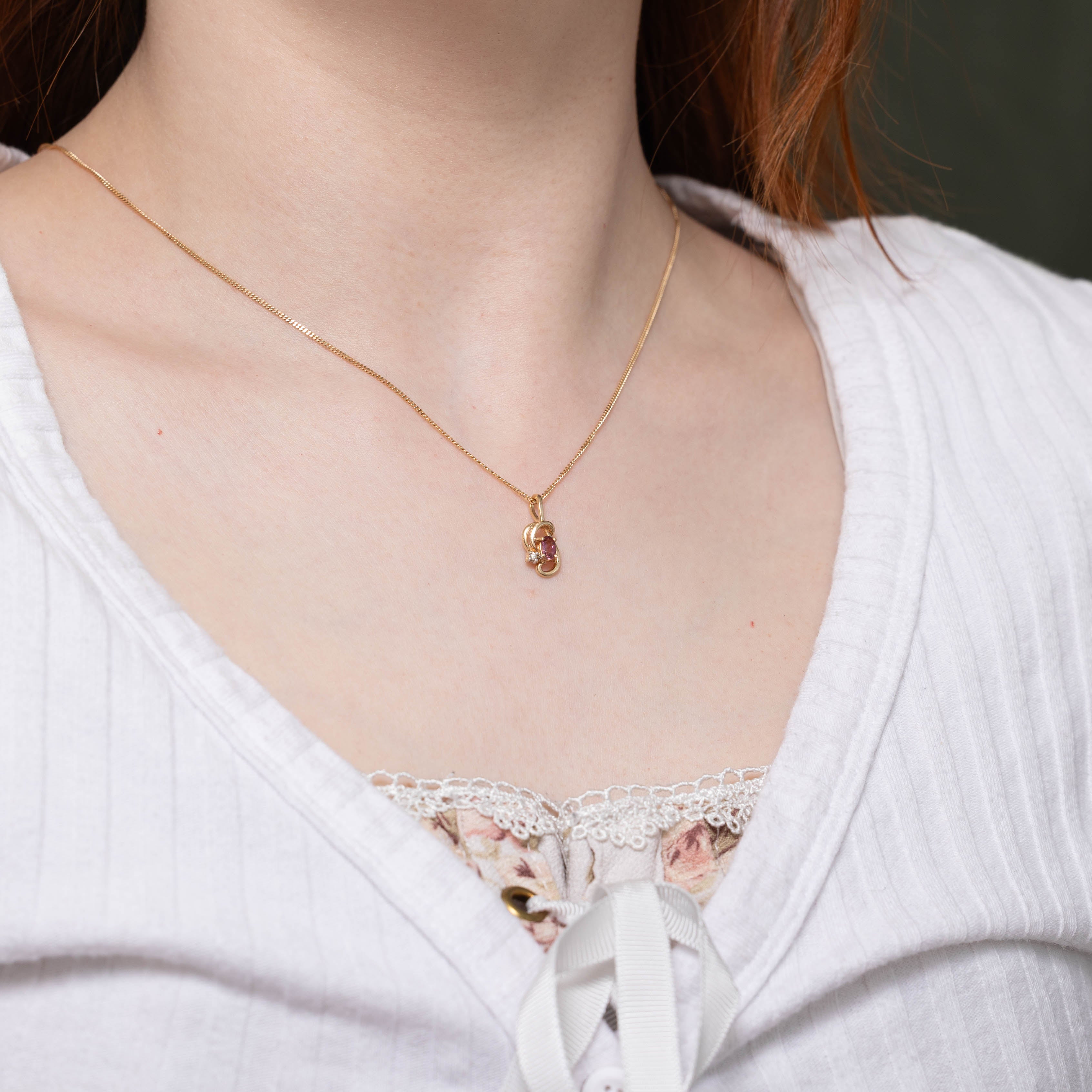 10k Tourmaline & Diamond Abstract Pendant