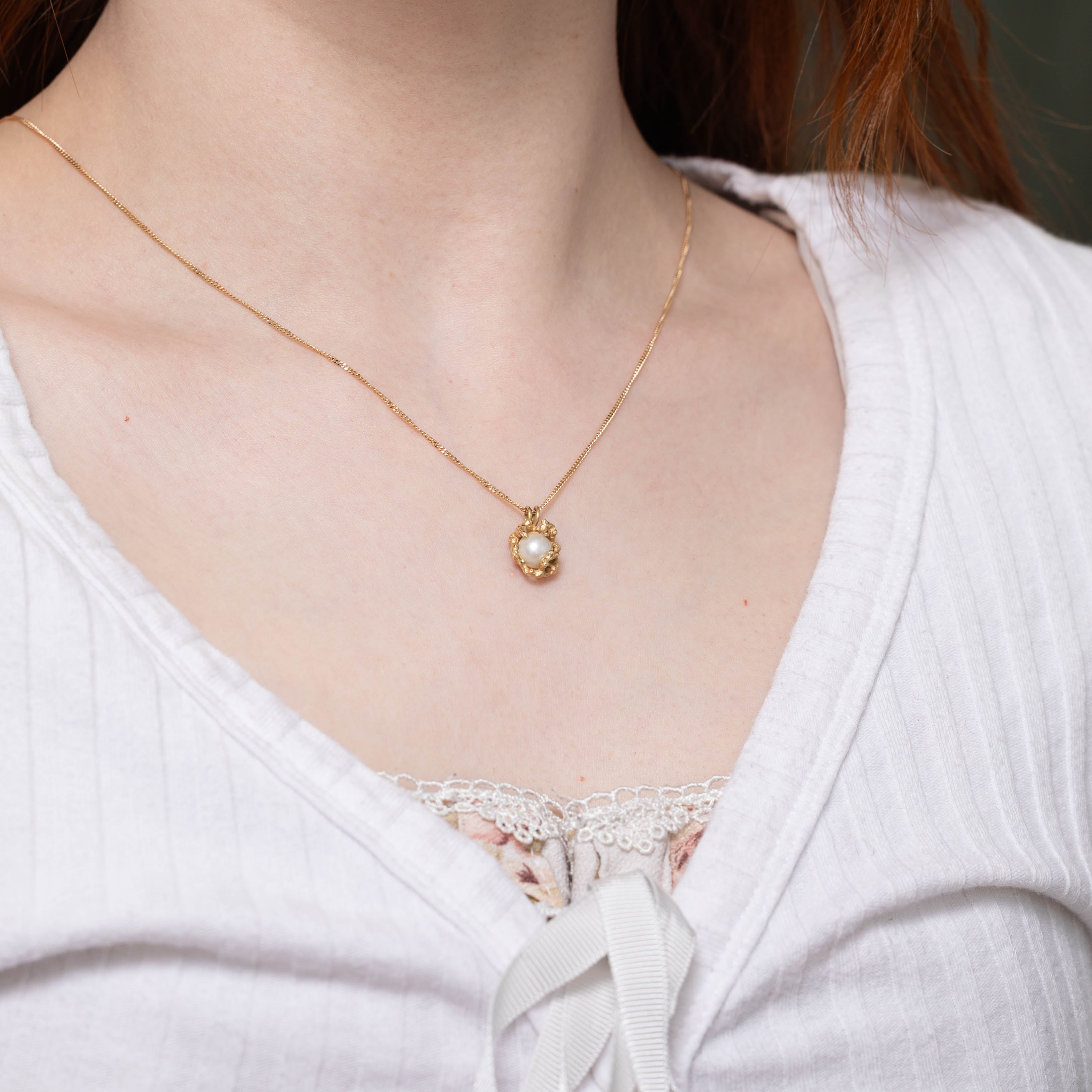 14k Pearl Nuggety Freeform Pendant
