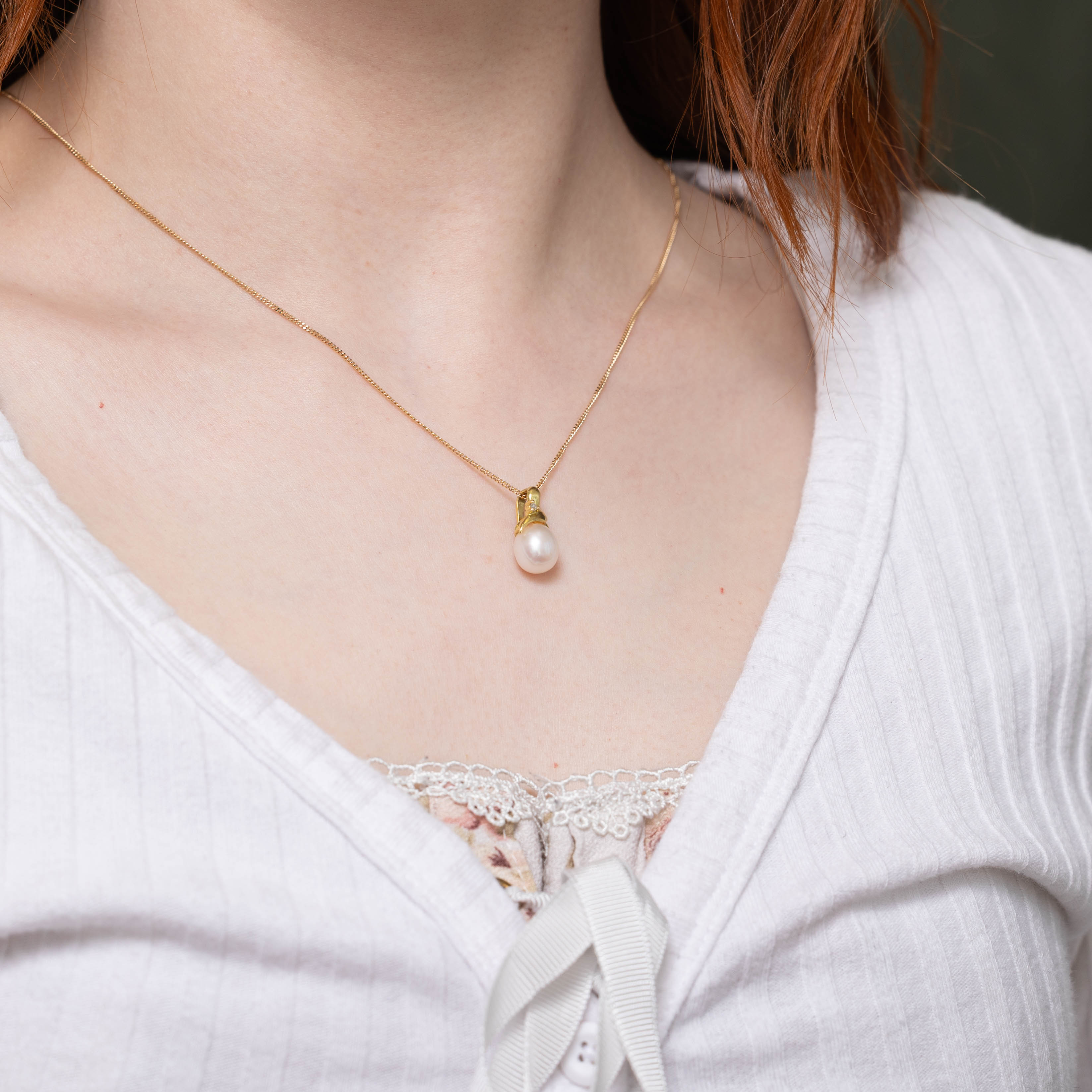18k Pearl & Diamond Pendant