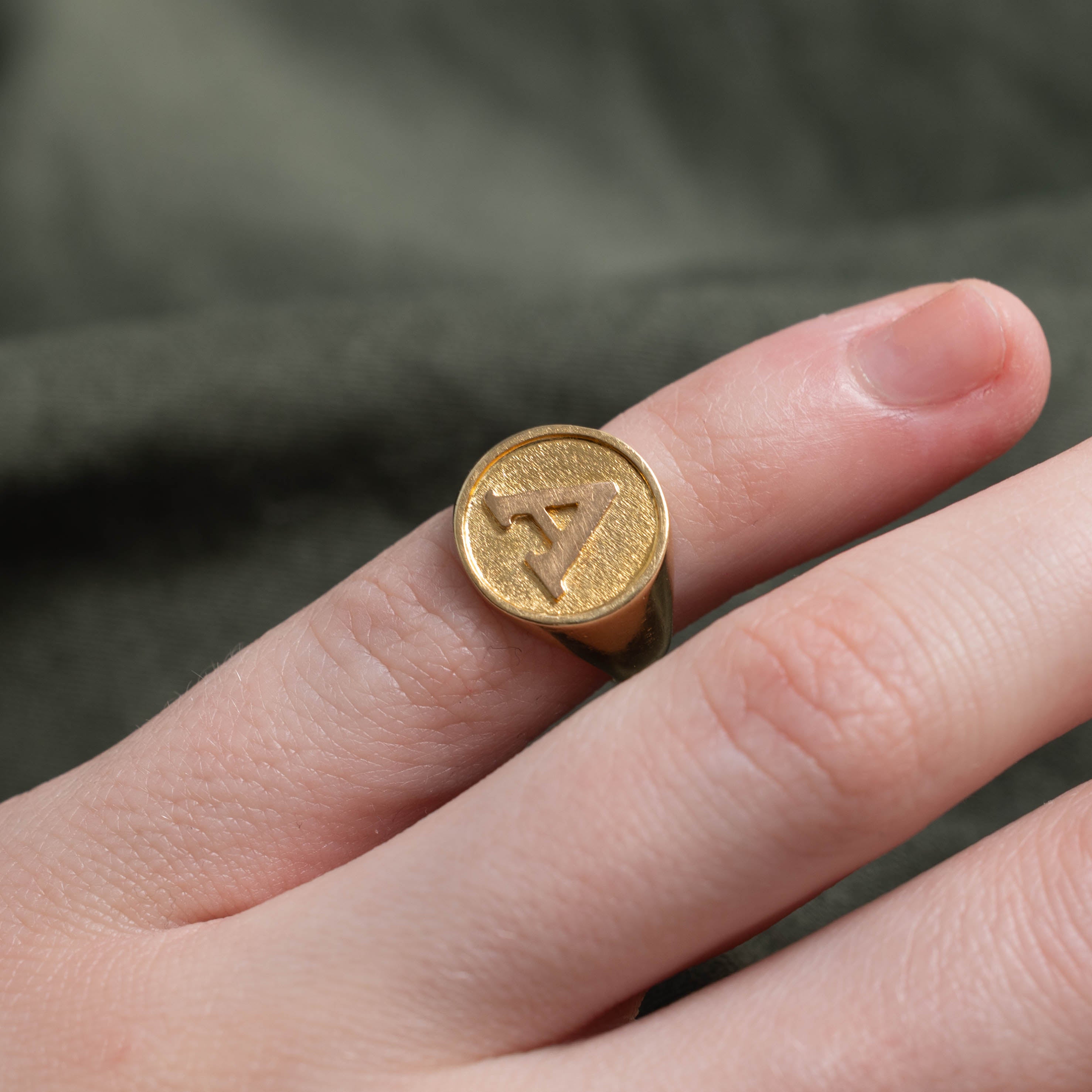 18k “A” Initialized Signet Ring | 12.20mm | SZ 2.25