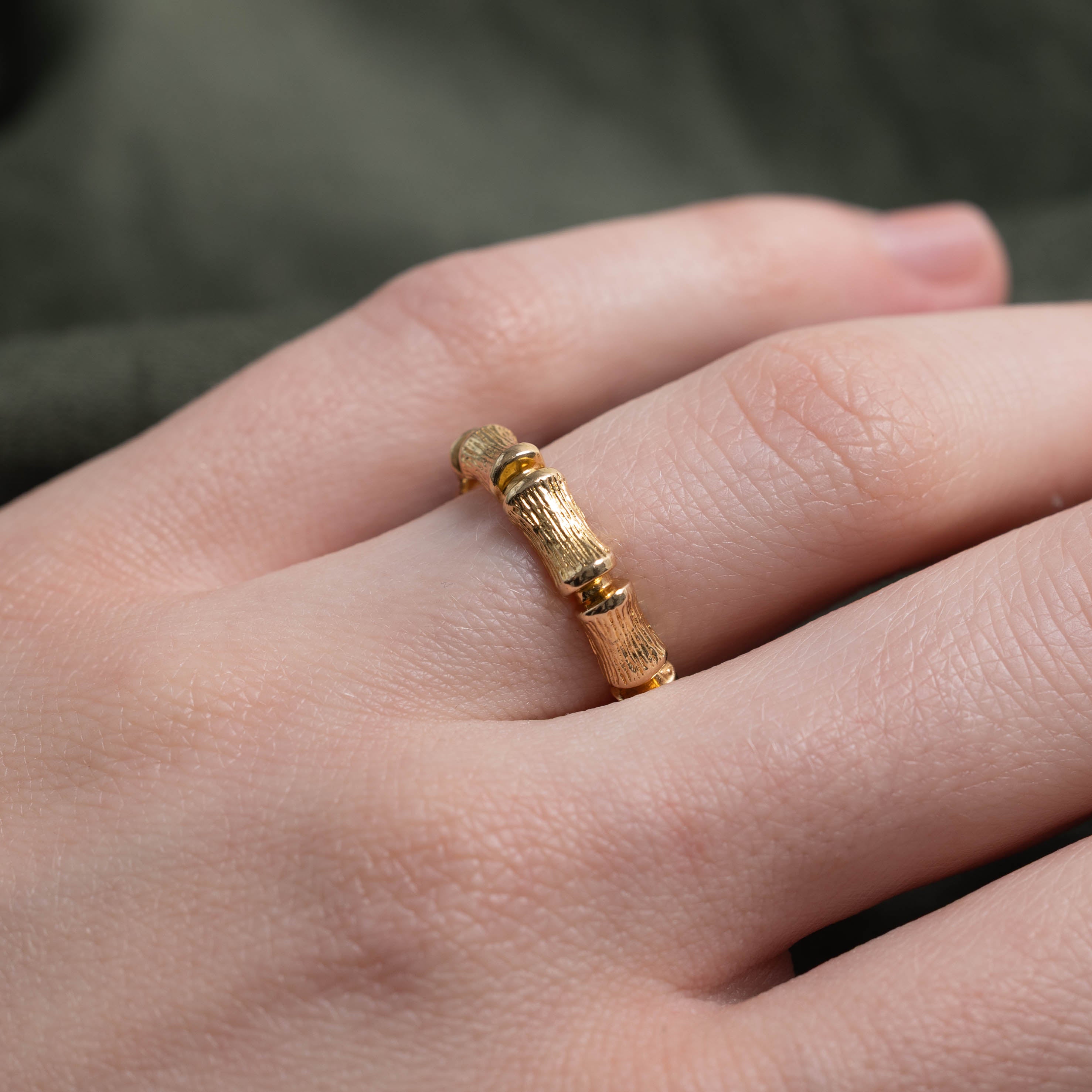 18k Bamboo Textured Ring | SZ 5.25