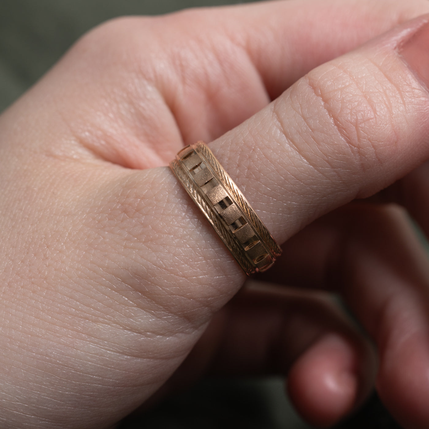 Bague corde cannelée en or rose 14 carats Odesa 1980 | 6,5 mm | Taille 10,25