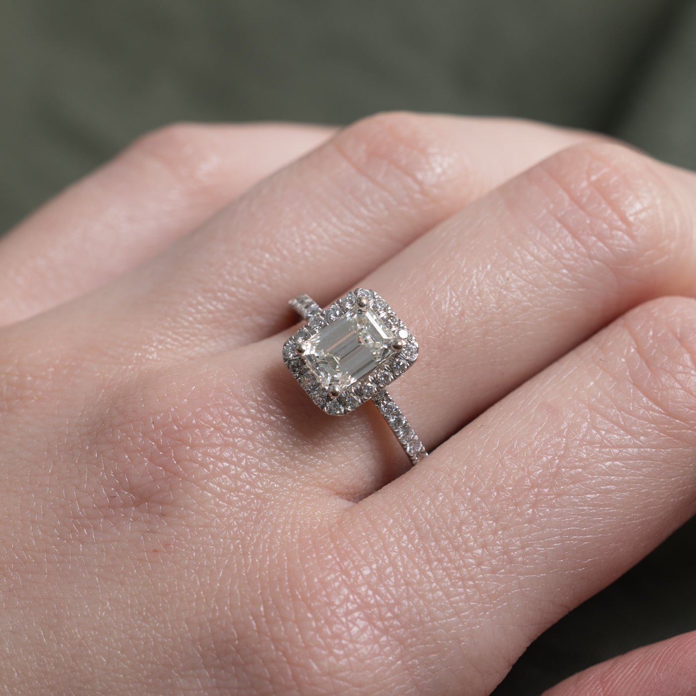 GIA Emerald Cut Diamond Halo Ring | GIA 1.52ct VS1 I, 0.48ctw | SZ 7.25