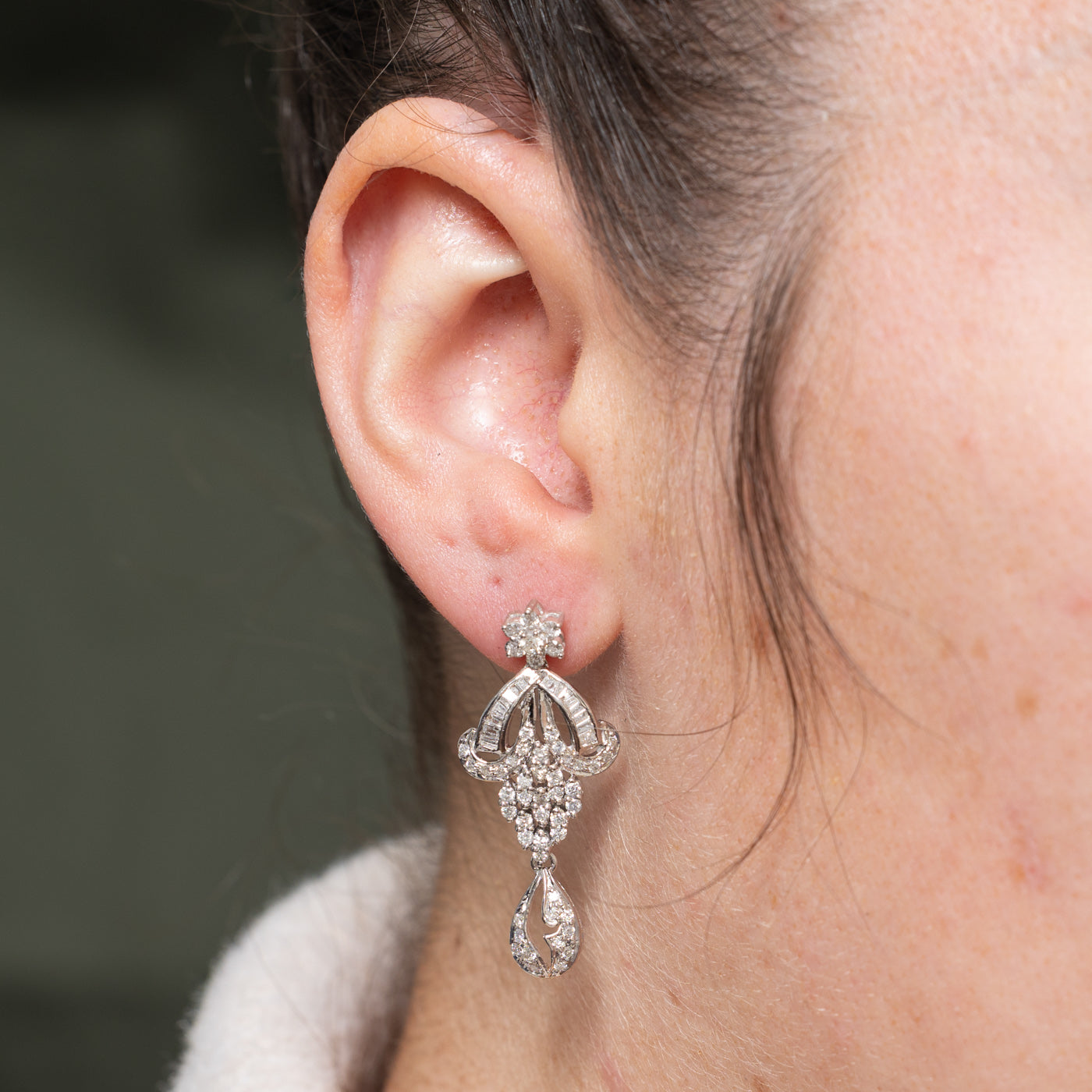 Diamond Ornate Drop Earrings | 1.92ctw