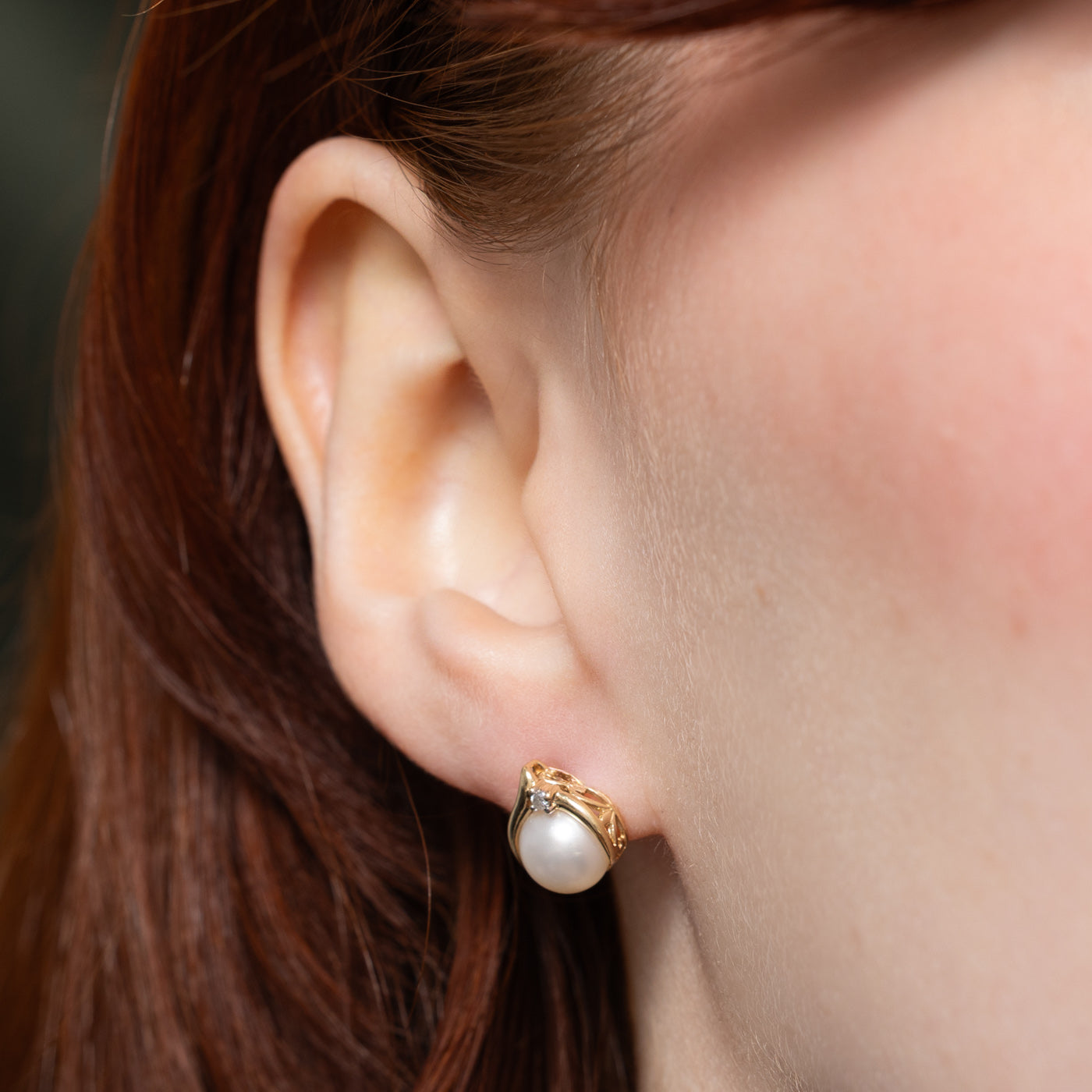Pearl & Diamond Stud Earrings | 0.03ctw