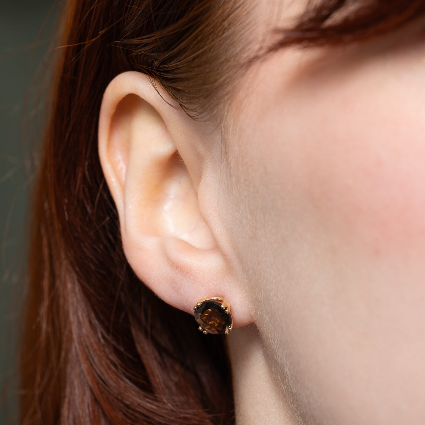 14K Smoky Quartz Stud Earrings | 3.50ctw