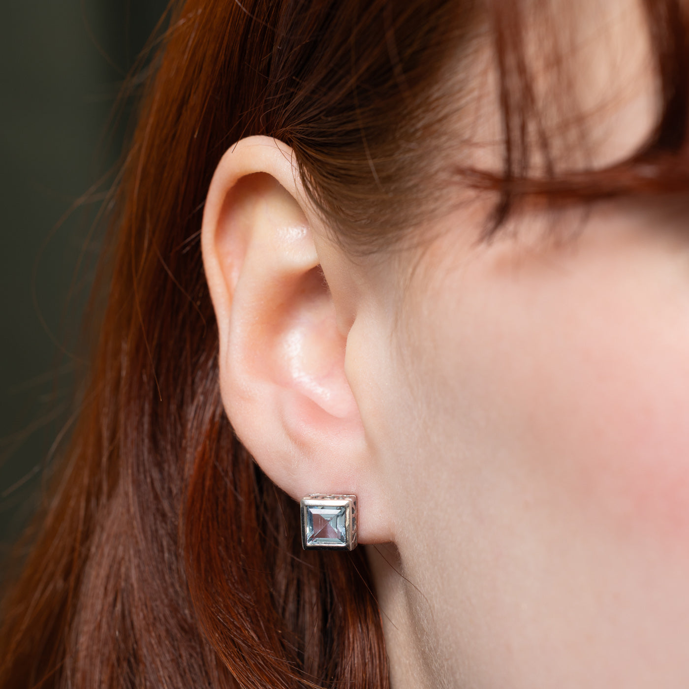 9K Blue Topaz Stud Earrings | 2.50ctw