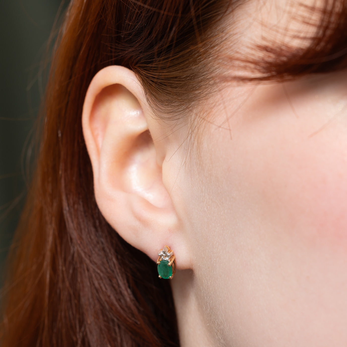 Emerald & Diamond Stud Earrings | 0.76ctw, 0.06ctw