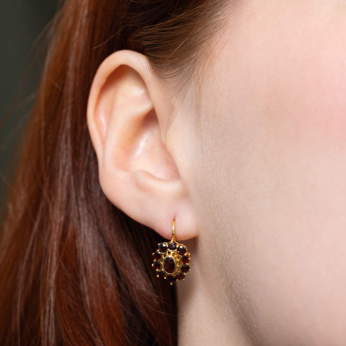 18K Garnet Cluster Drop Earrings | 2.00ctw