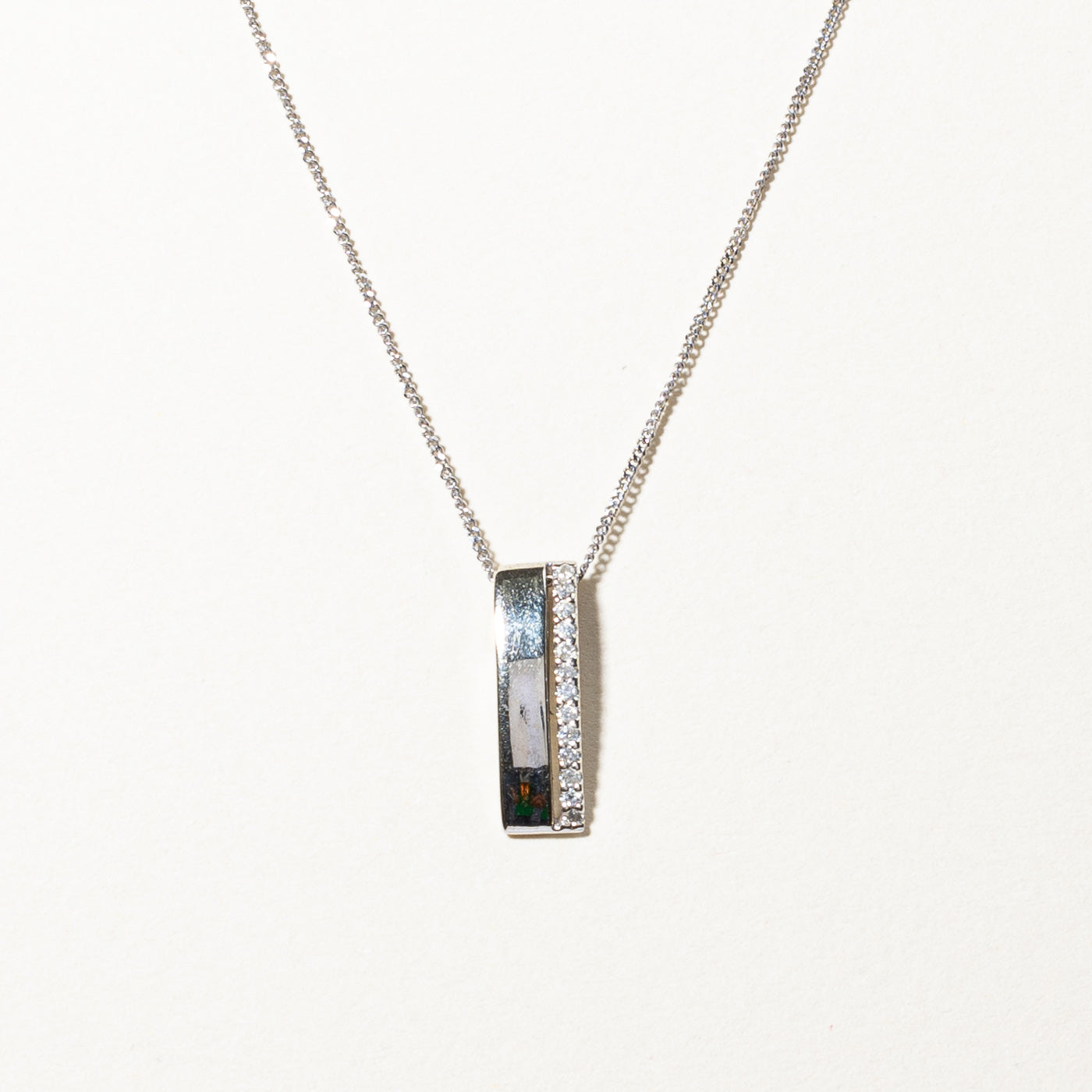 Pave Diamond Bar Pendant Necklace | 0.13ctw | 18"|