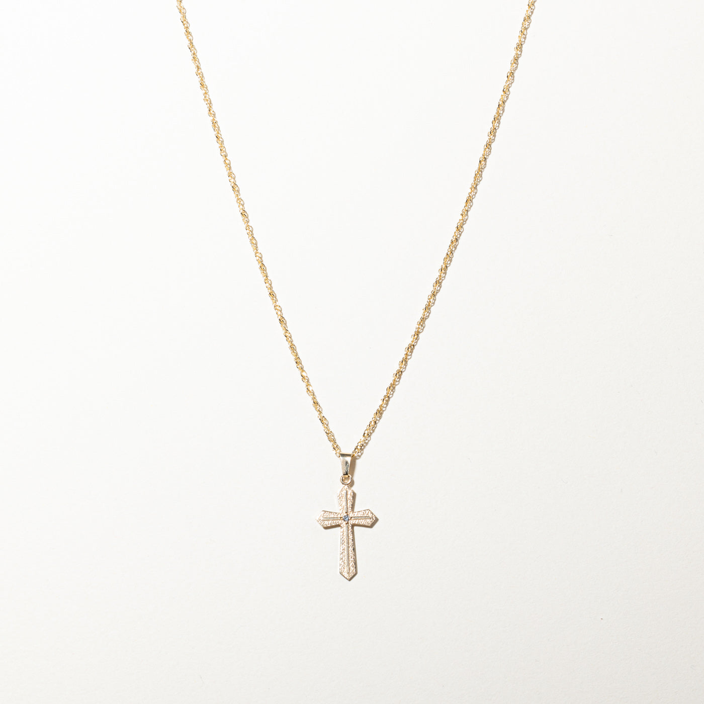 Diamond Cross Pendant Necklace | 0.01ct | 15"|