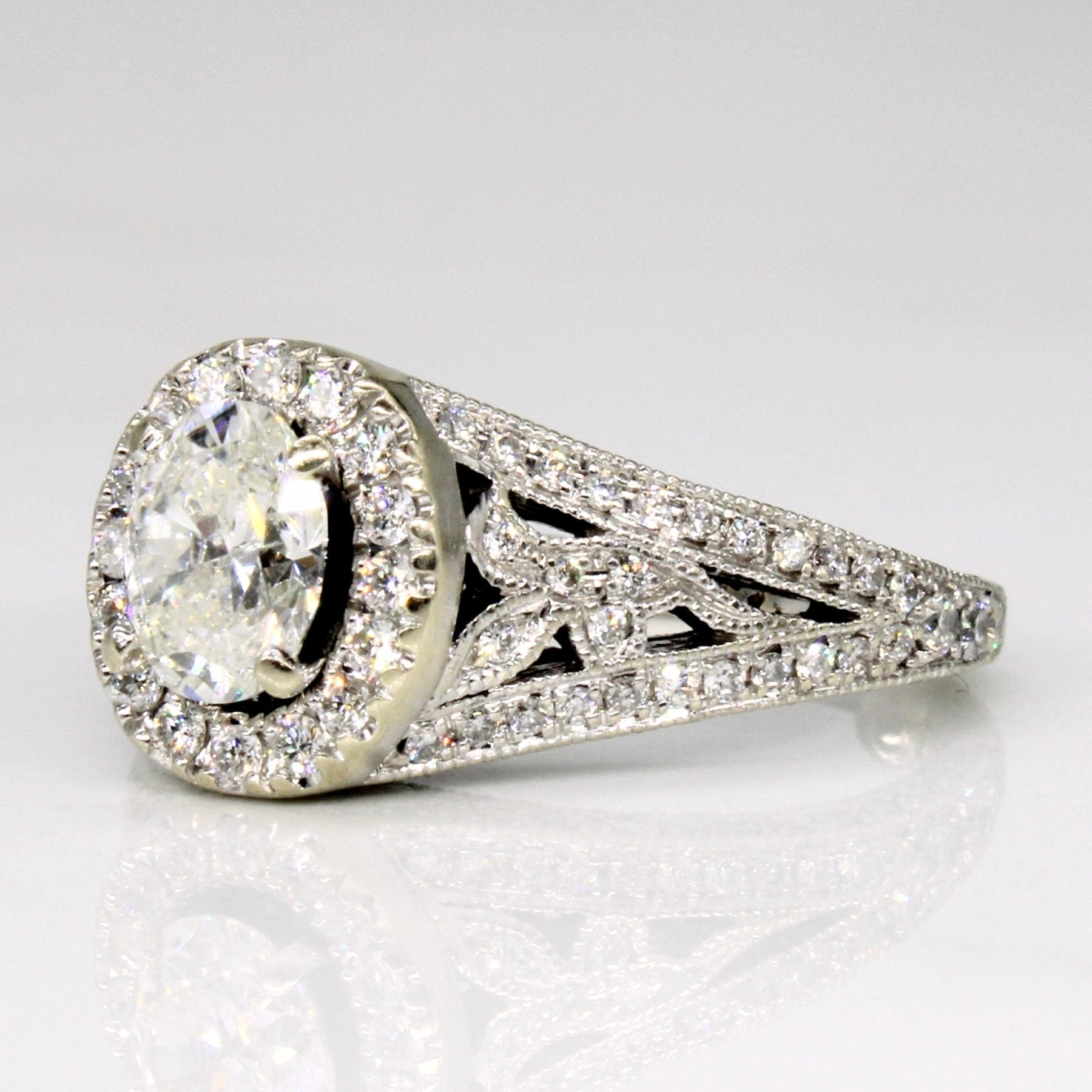 'Neil Lane' Oval Cut Diamond Halo 14k Ring | 0.68ct, 0.84ctw | SZ 4.25 | - 100 Ways