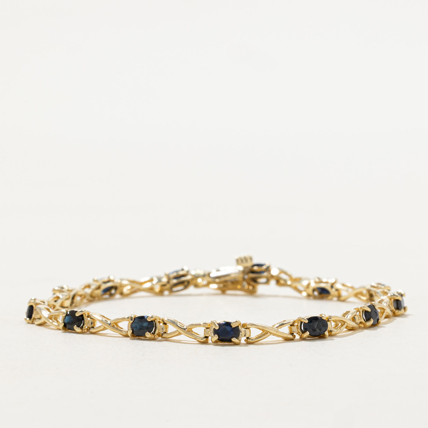 Sapphire Cross Over Gemstone Bracelet | 2.6ctw | 7" |