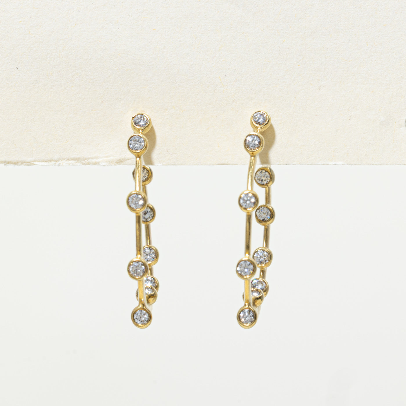 Bezel Set Diamond Hoop Earrings | 0.80ctw