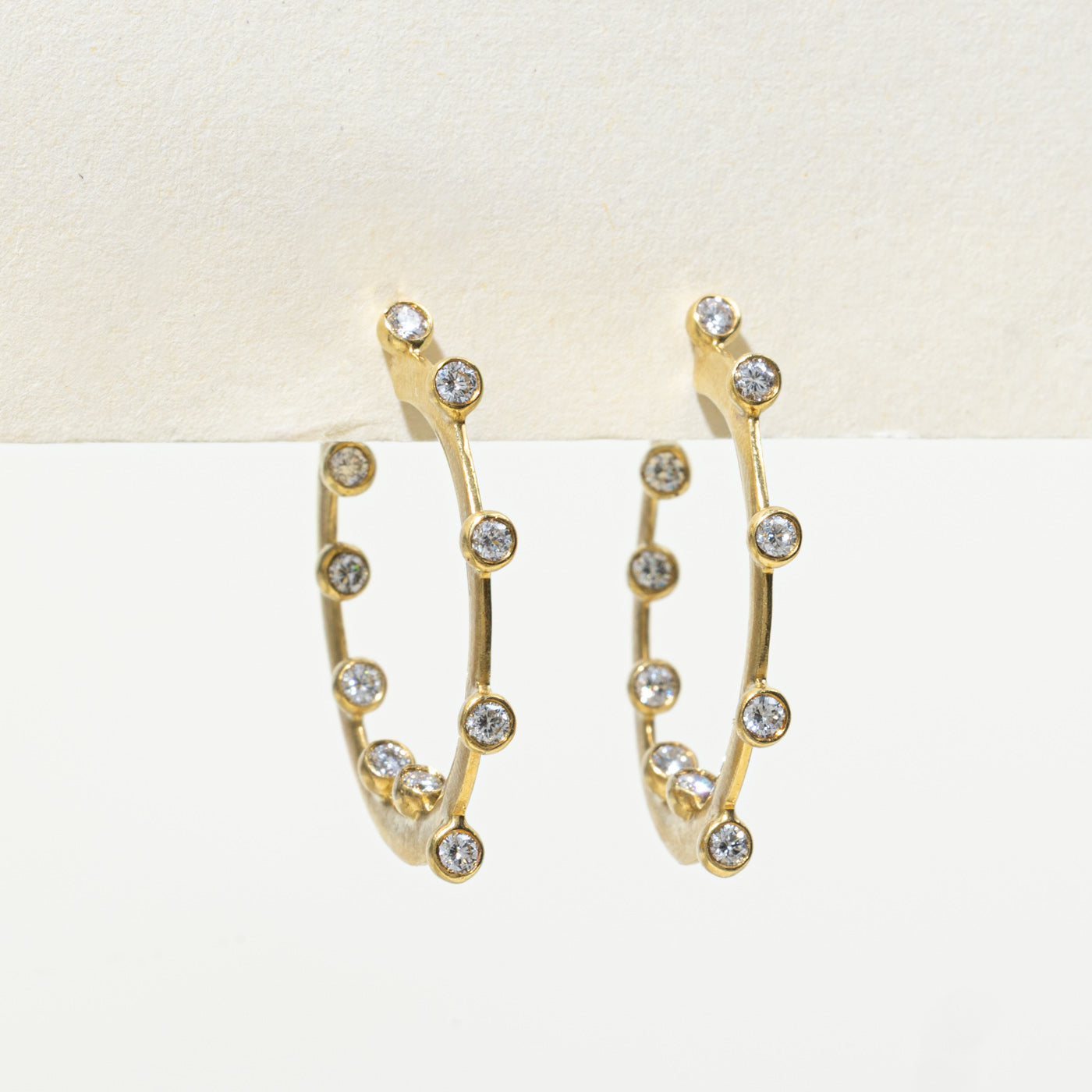 Bezel Set Diamond Hoop Earrings | 0.80ctw