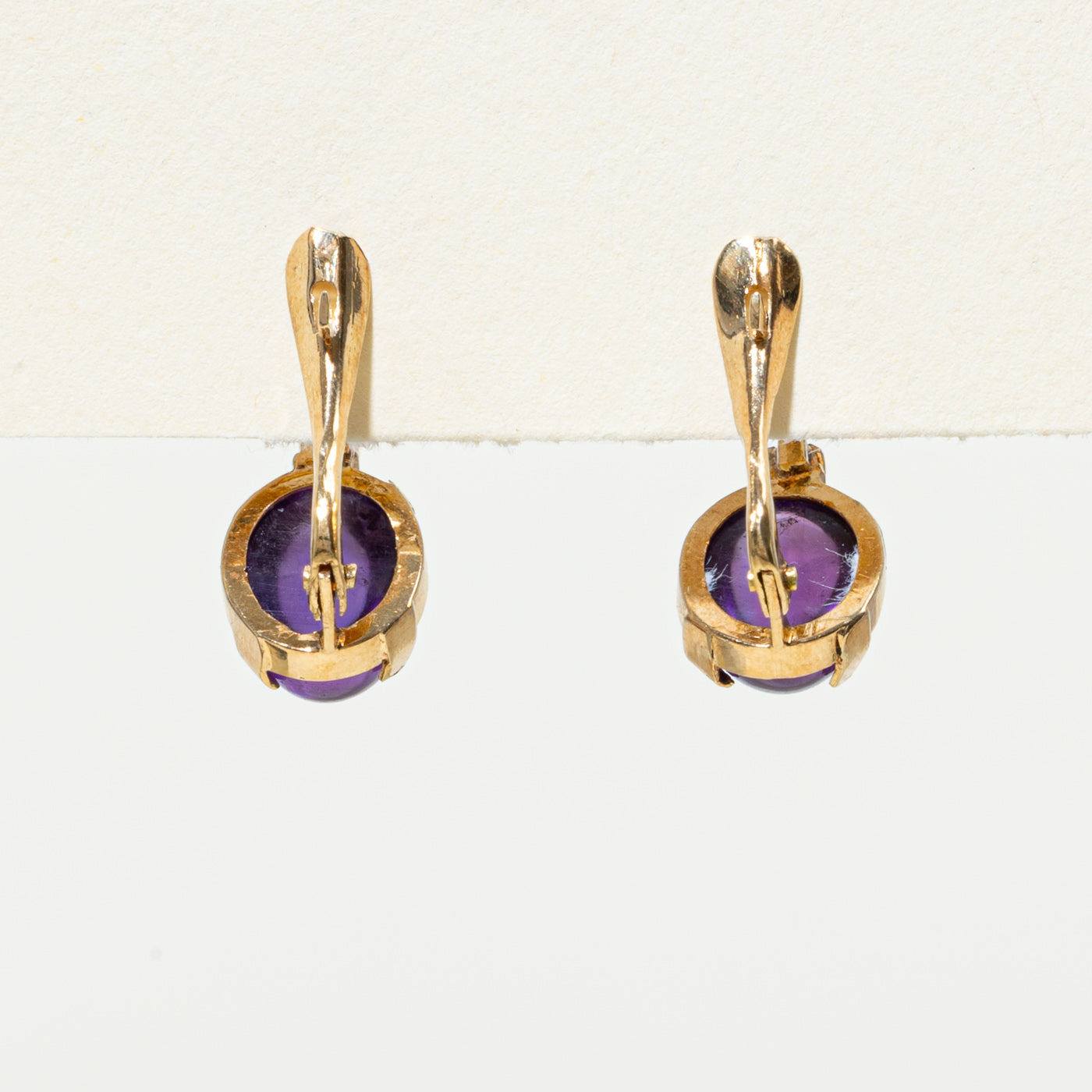 Cabochon Amethyst & Diamond Stud Earrings | 7.0ctw, 0.04ctw |