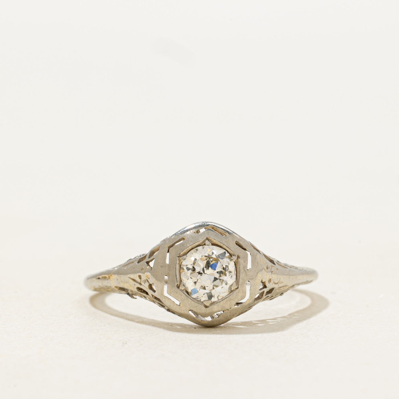 Solitaire Diamond Openwork Ring | 0.37ct | SZ 8.0|