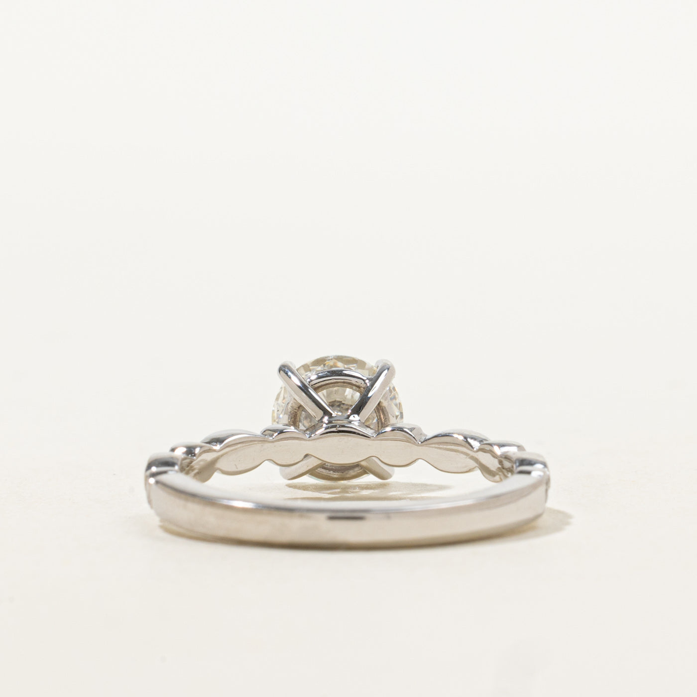 19k Round Brilliant Cut Diamond Marquise Accented Ring | 1.31ct SI1 E Ex, 1.21ctw | SZ 6