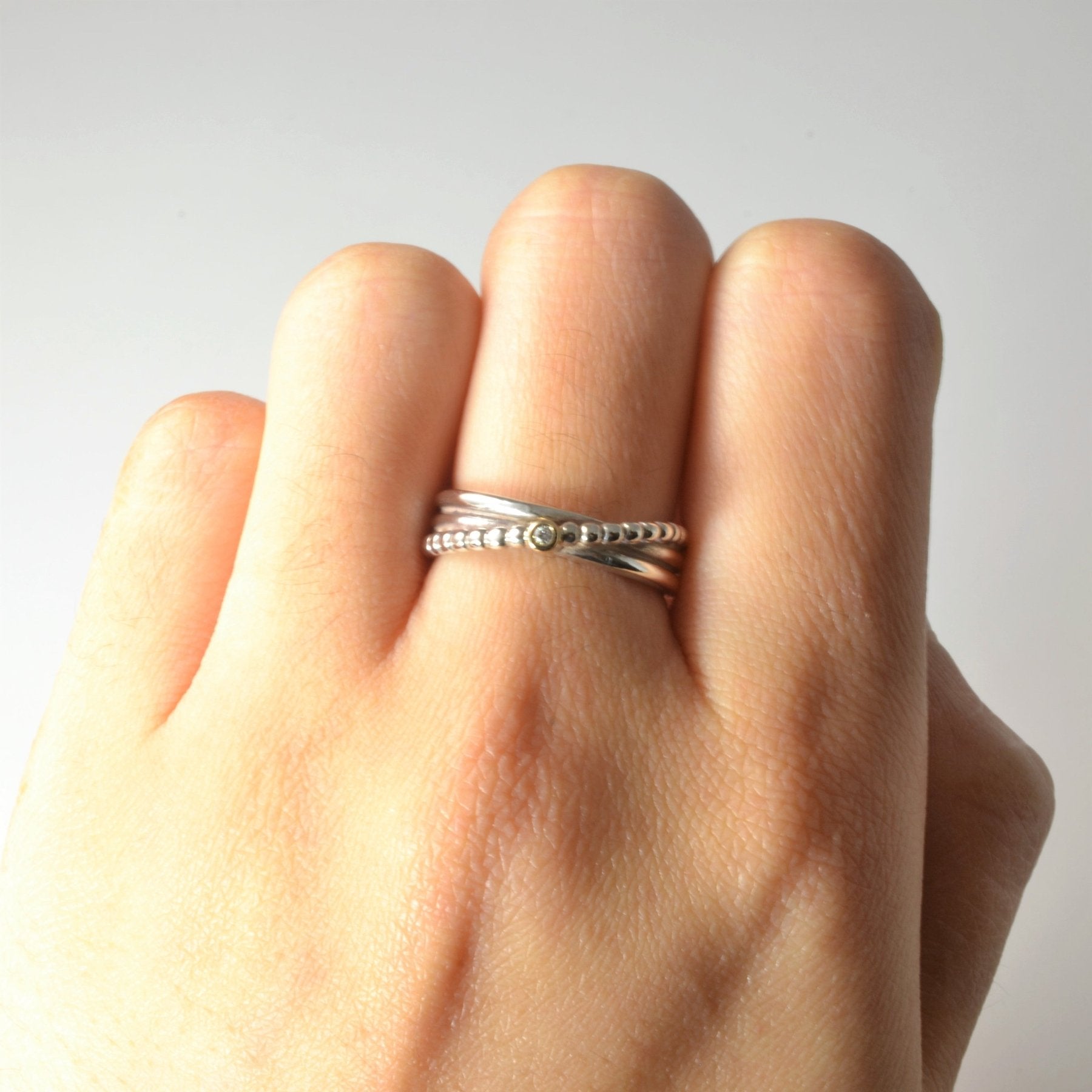 'Pandora' Diamond Crossover Ring | 0.03ct | SZ 6 | - 100 Ways