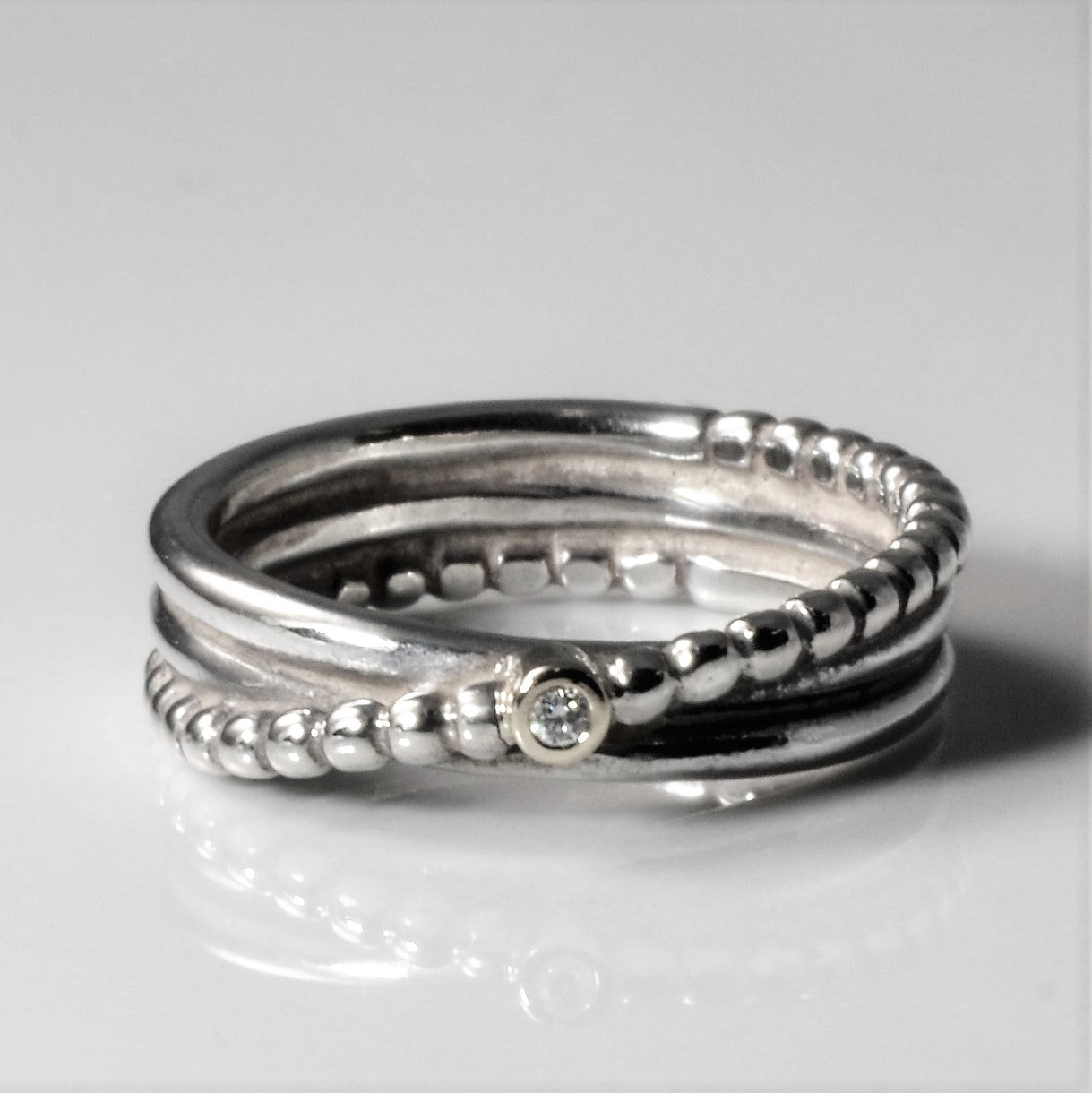 'Pandora' Diamond Crossover Ring | 0.03ct | SZ 6 | - 100 Ways
