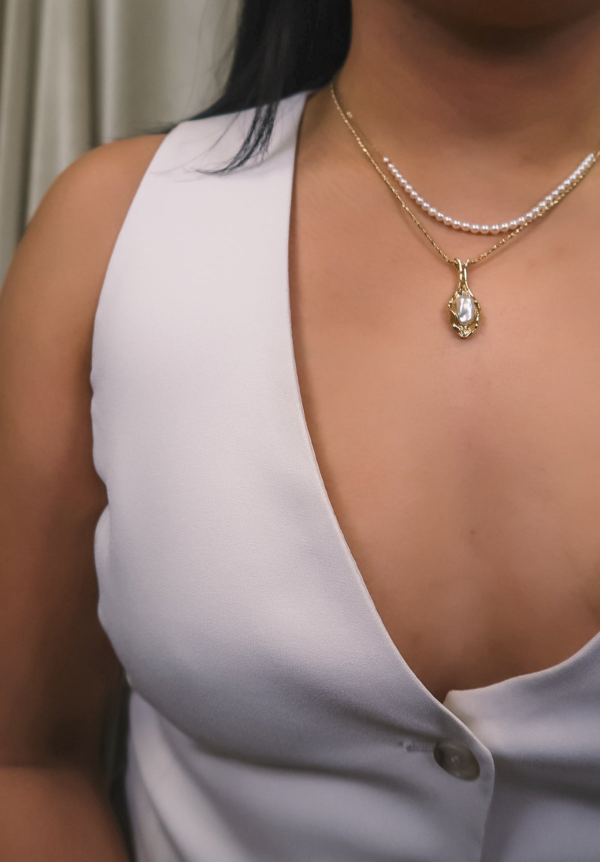 Pearl Chain Necklace | 17" |