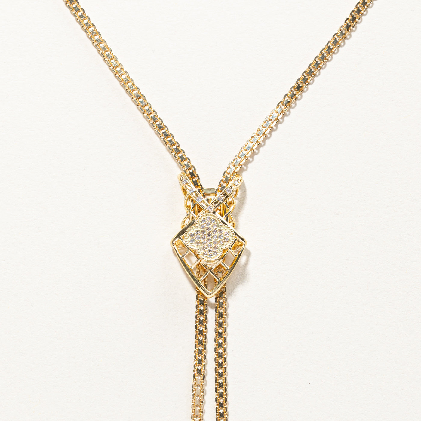 Cluster Diamond Textured Adjustable Necklace | 0.14ctw | 34"|