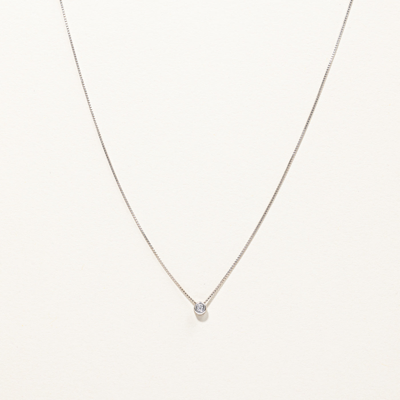 Bezel Set Diamond Pendant Necklace | 0.03ct | 16"|