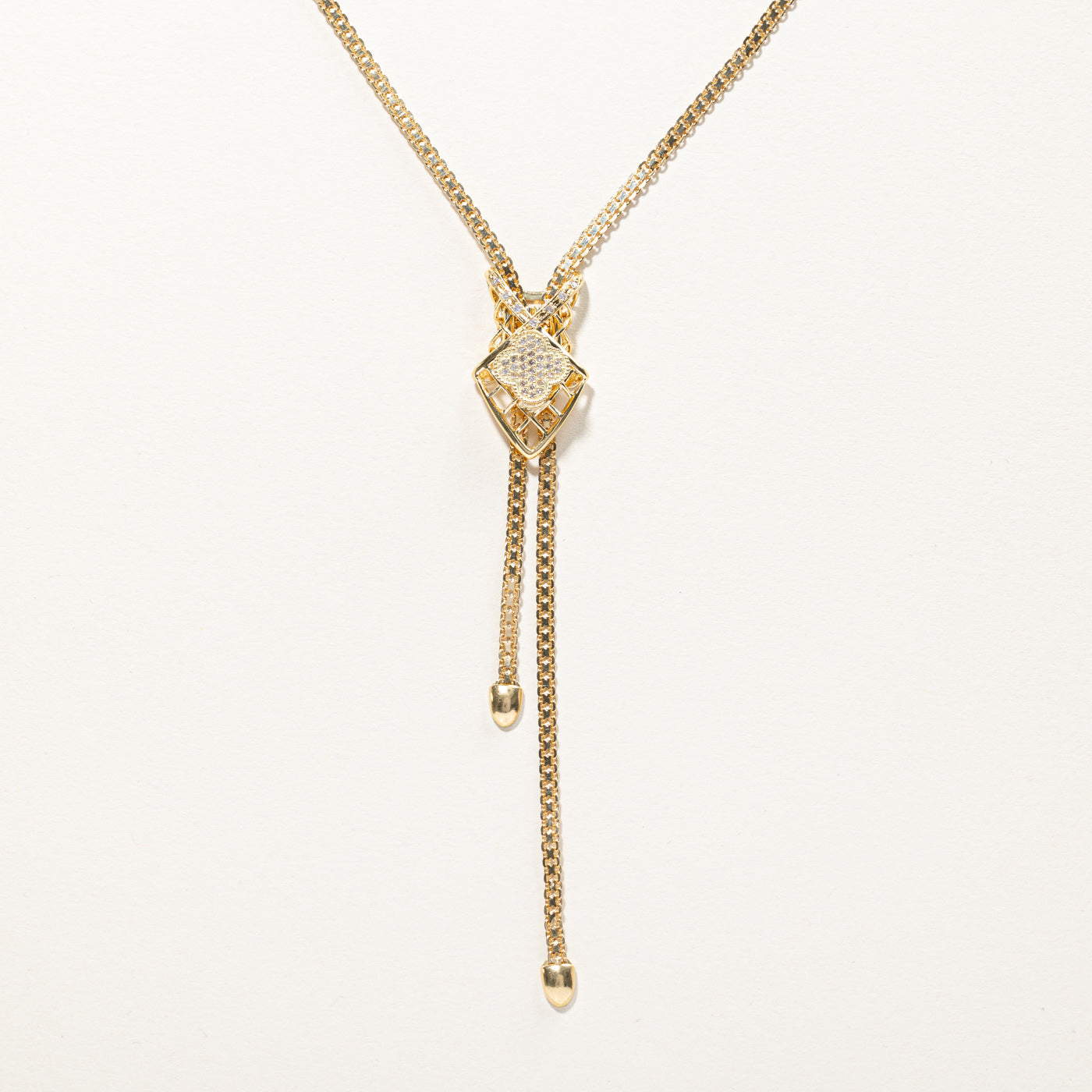 Cluster Diamond Textured Adjustable Necklace | 0.14ctw | 34"|