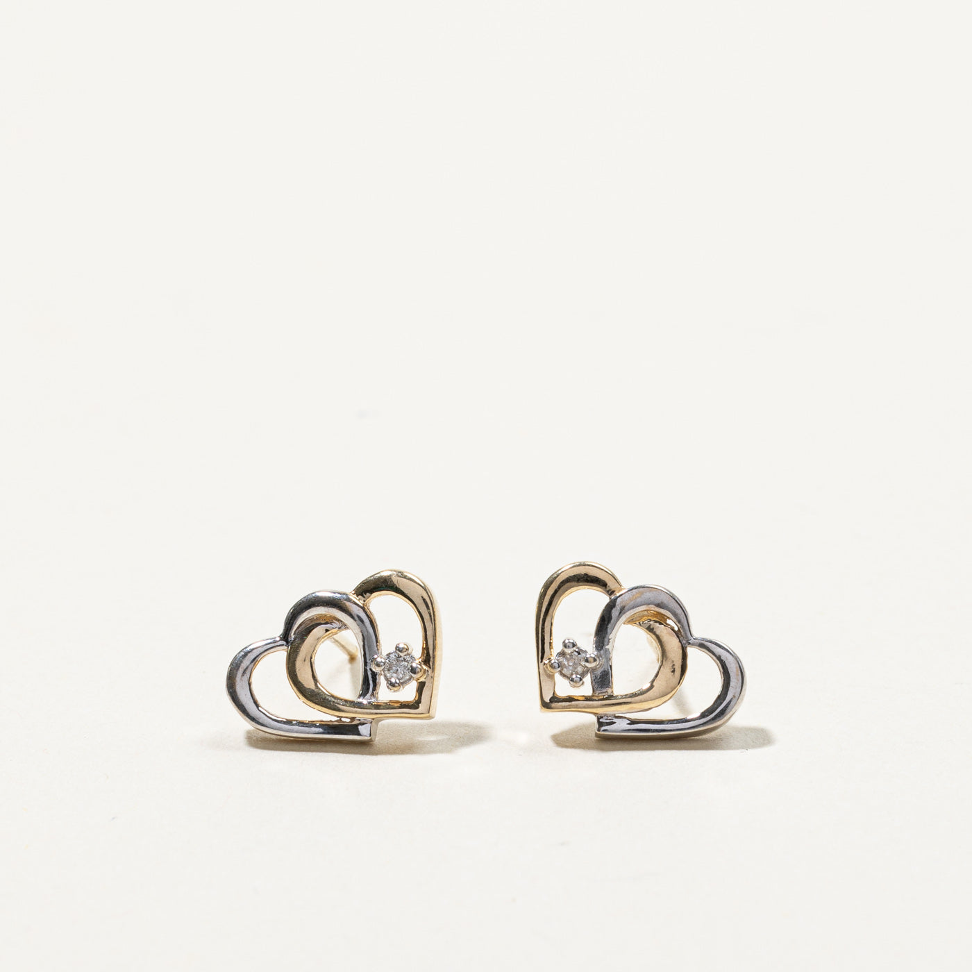 Double Heart Diamond Studs | 0.02ctw |