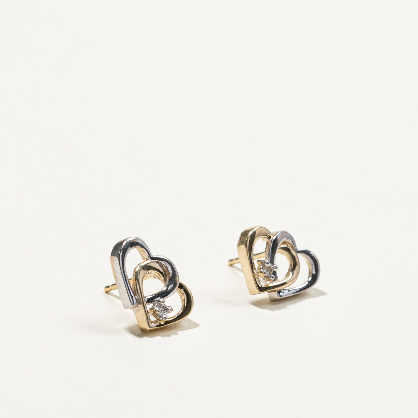 Double Heart Diamond Studs | 0.02ctw |