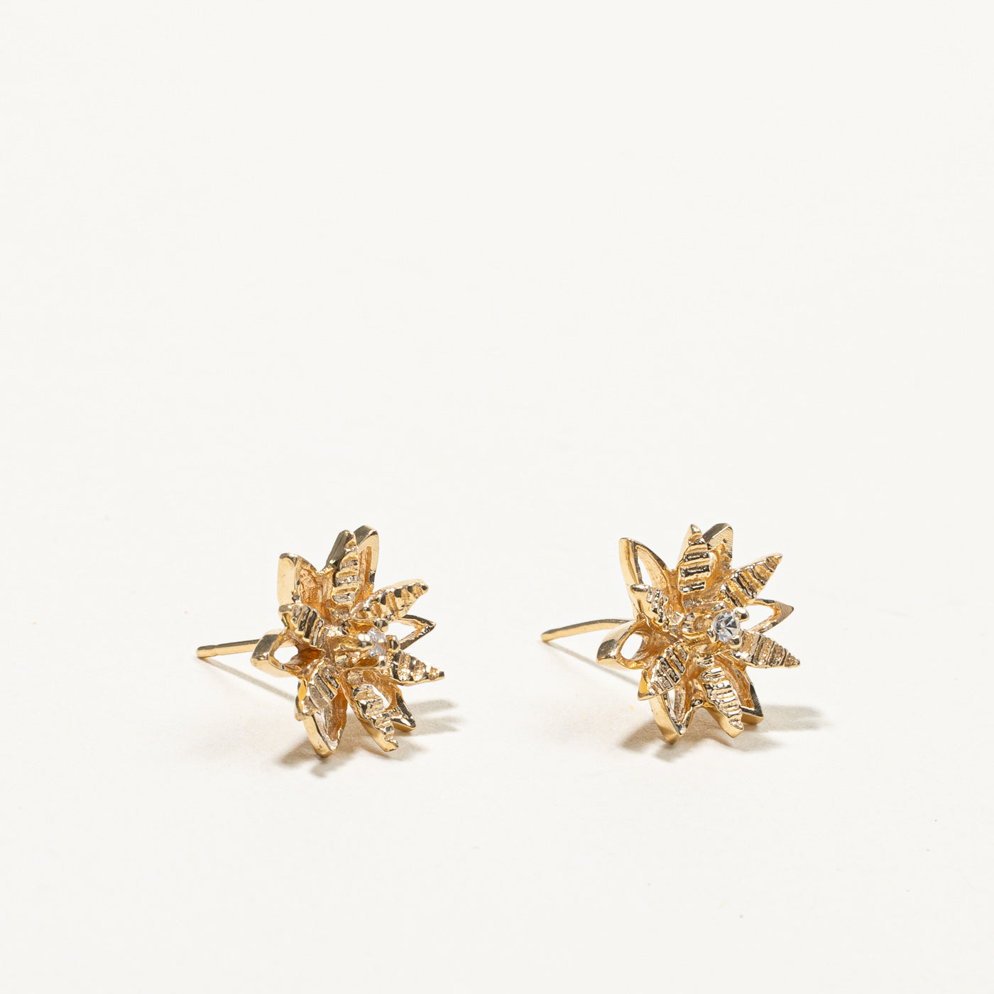 Flower Design Diamond Stud Earrings | 0.04ctw |
