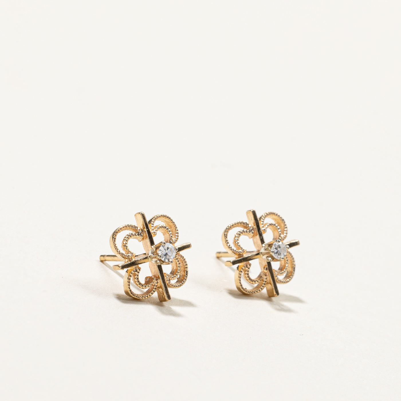 Diamond Filigree Gold Earrings | 0.04ctw |