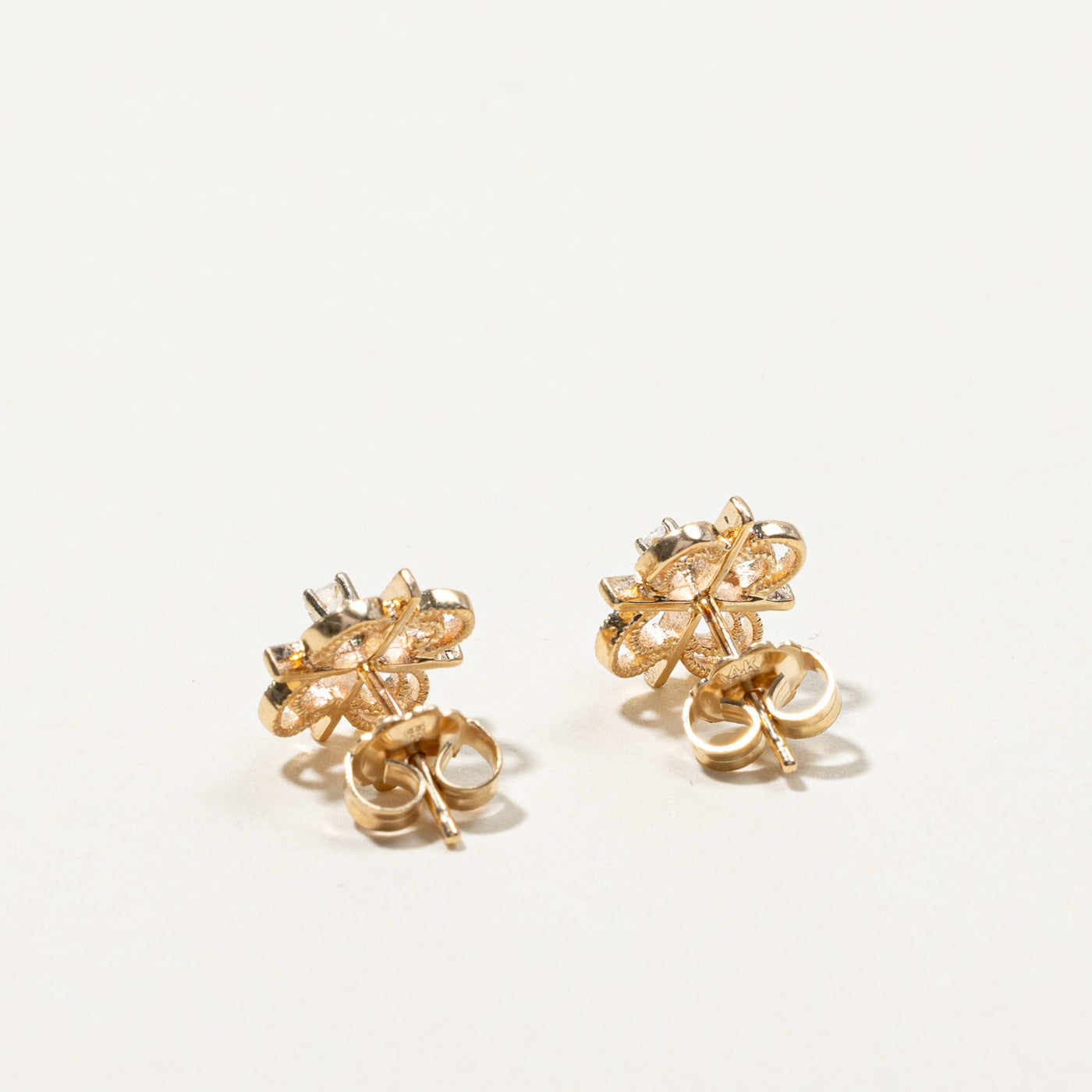 Diamond Filigree Gold Earrings | 0.04ctw |