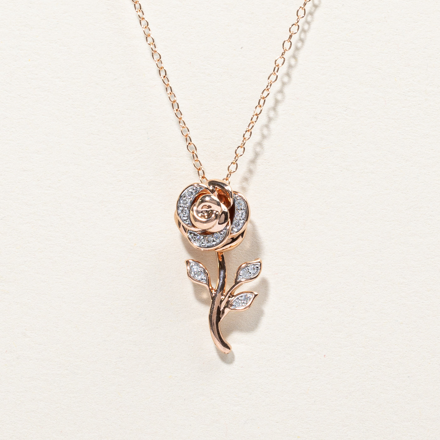 Diamond Rose Pendant Necklace | 0.12ctw | 17"|