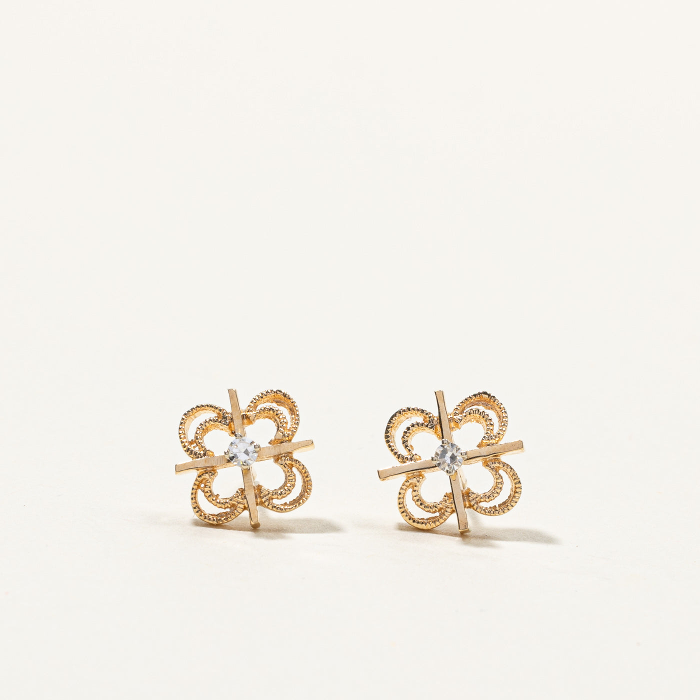 Diamond Filigree Gold Stud Earrings | 0.04ctw |