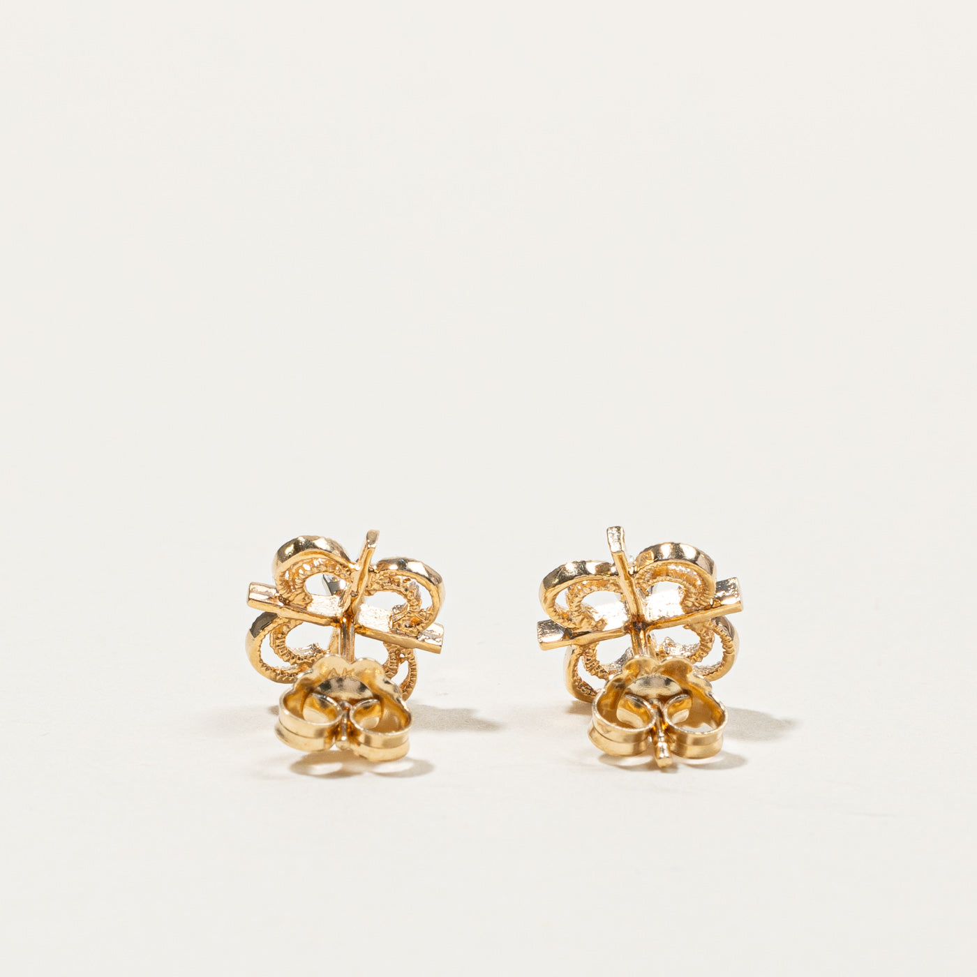 Diamond Filigree Gold Stud Earrings | 0.04ctw |