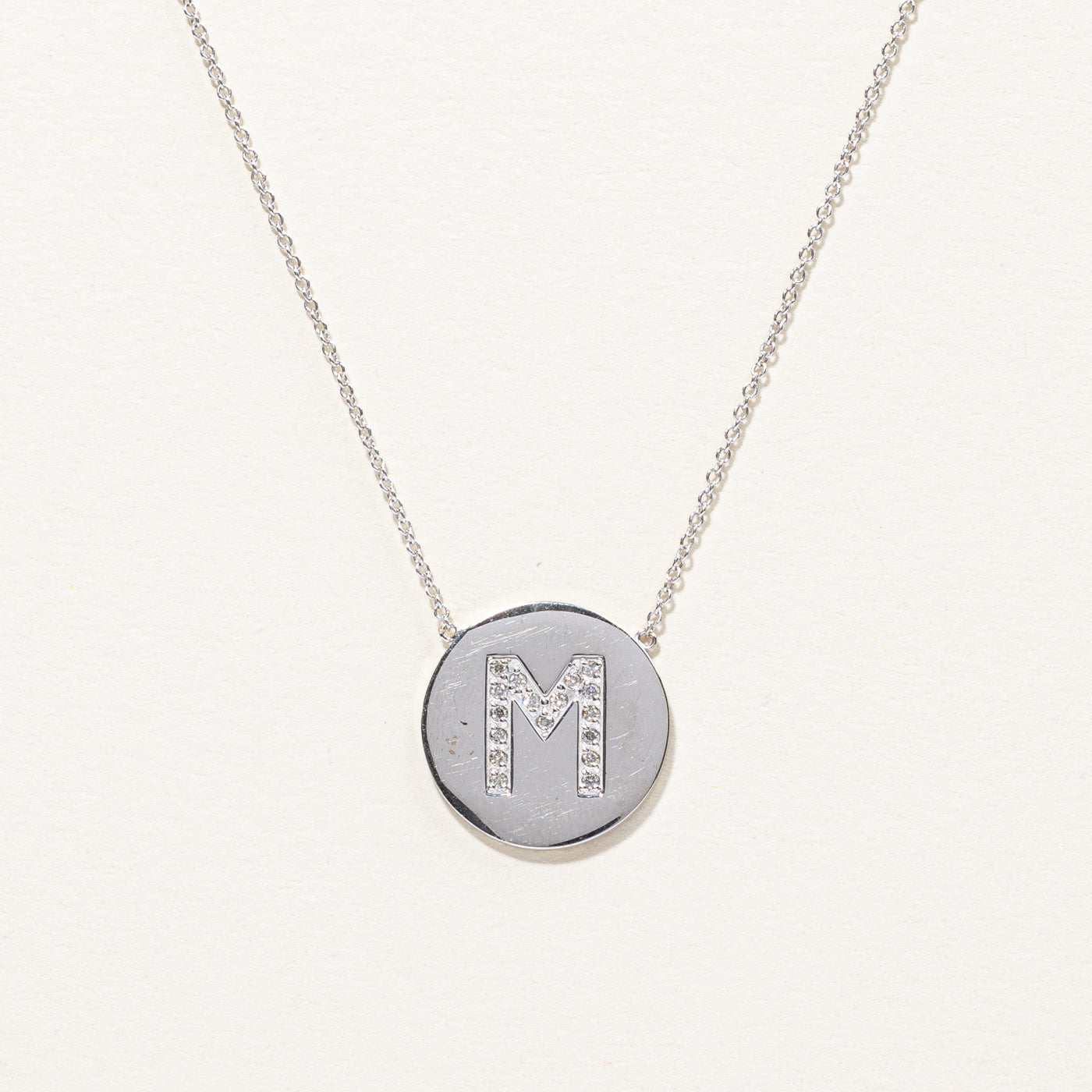 Diamond M Letter Necklace | 0.06ctw | 16"|
