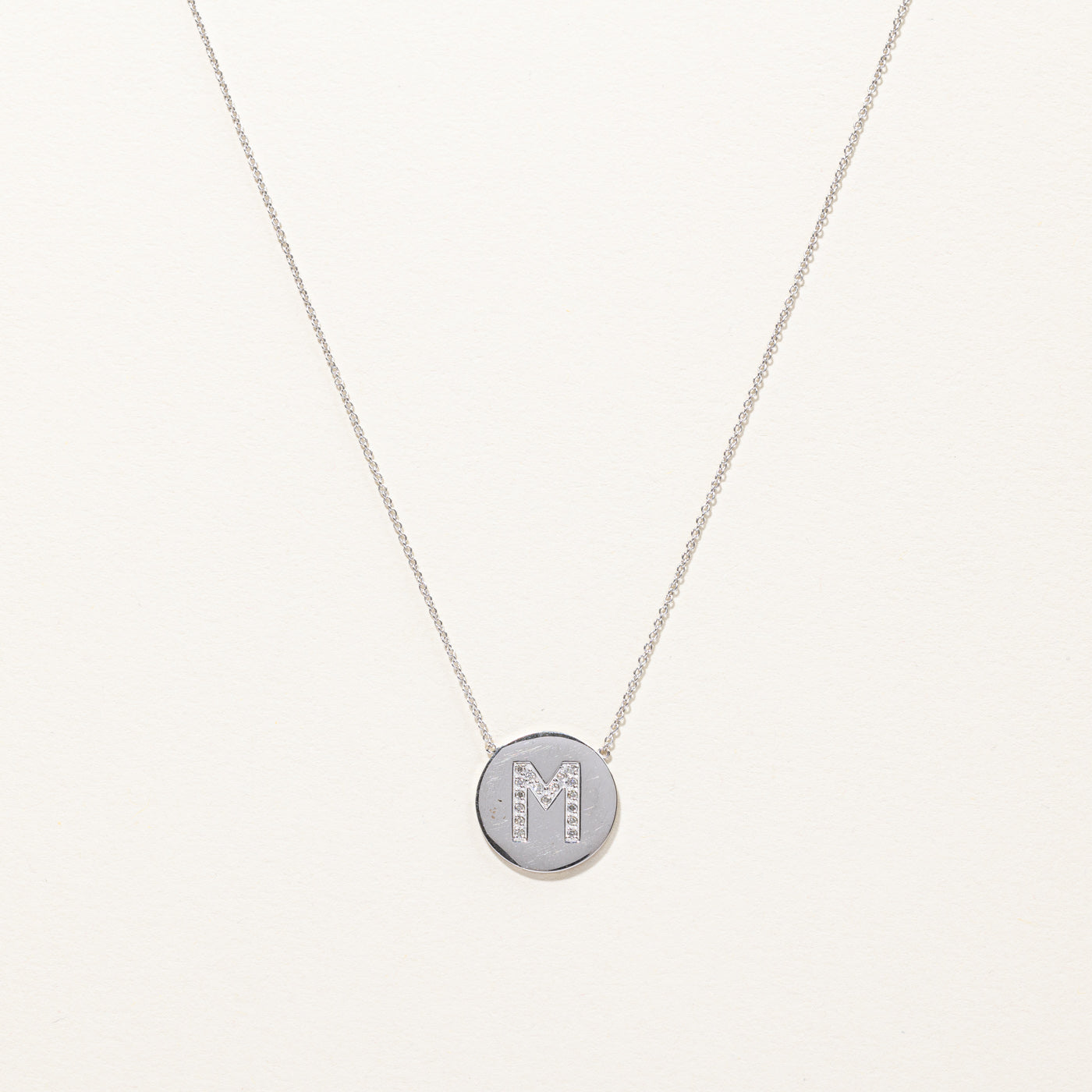Diamond M Letter Necklace | 0.06ctw | 16"|